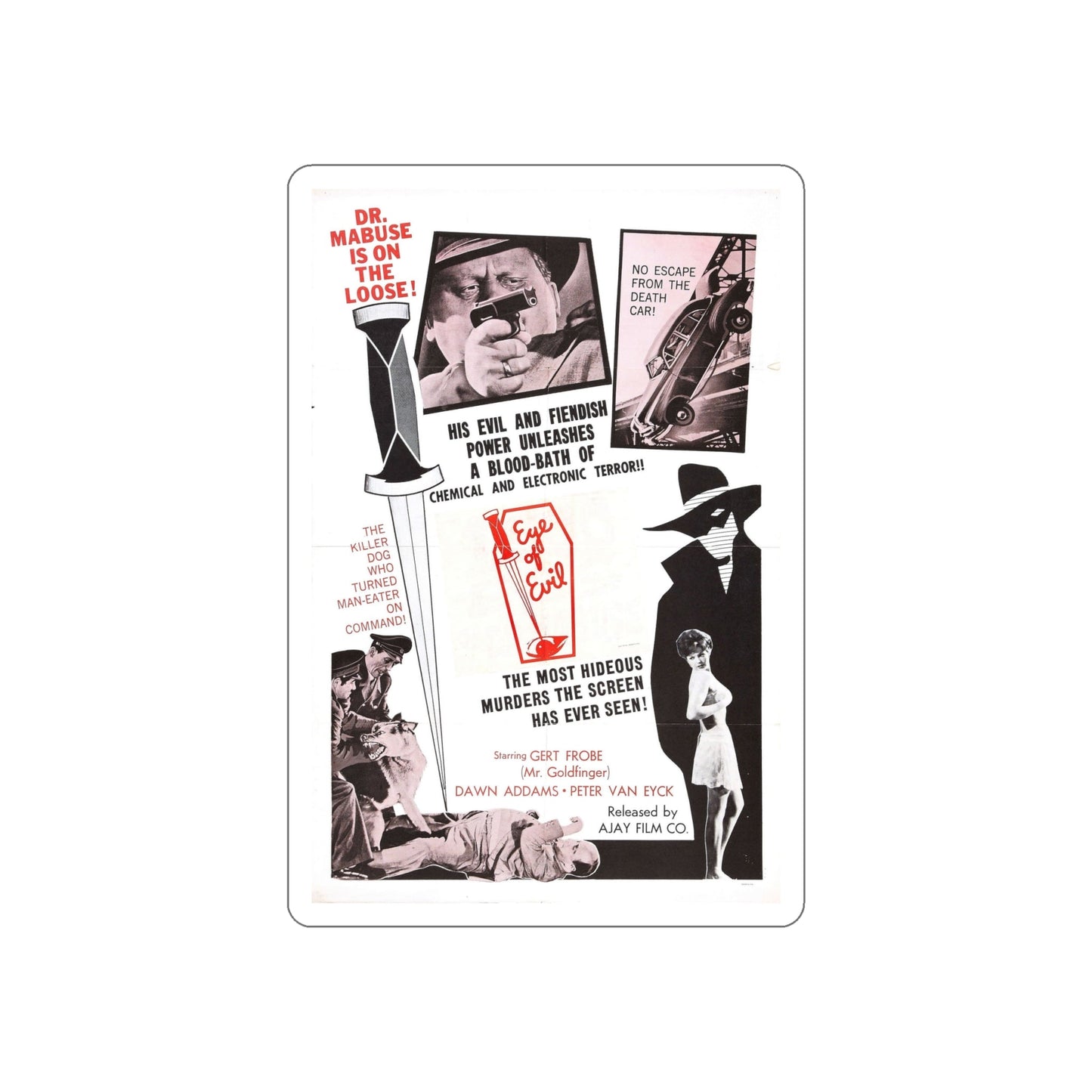 1000 EYES OF DR. MABUSE (4) 1960 Movie Poster STICKER Vinyl Die-Cut Decal-6 Inch-The Sticker Space