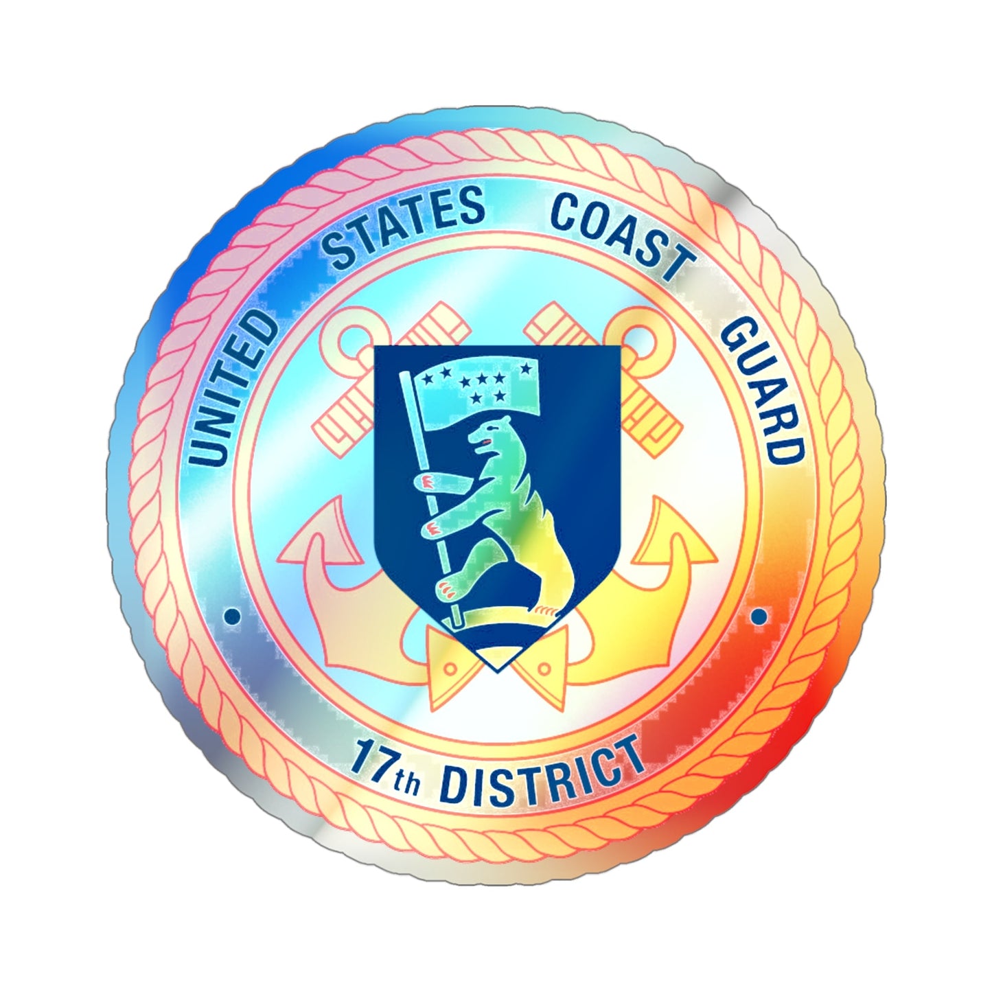 17th CG District (U.S. Coast Guard) Holographic STICKER Die-Cut Vinyl Decal-4 Inch-The Sticker Space