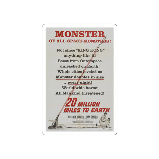 20 MILLION MILES TO EARTH (TEASER) 1957 Movie Poster STICKER Vinyl Die-Cut Decal-2 Inch-The Sticker Space