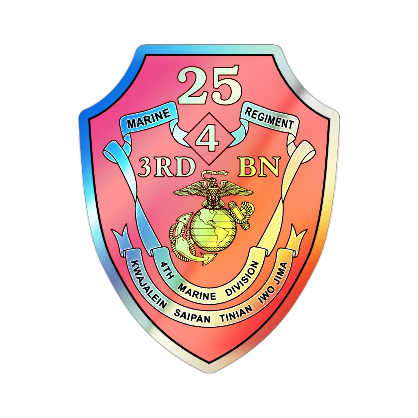 3rd BN 25th Marines 4th Marine Div (USMC) Holographic STICKER Die-Cut Vinyl Decal-2 Inch-The Sticker Space