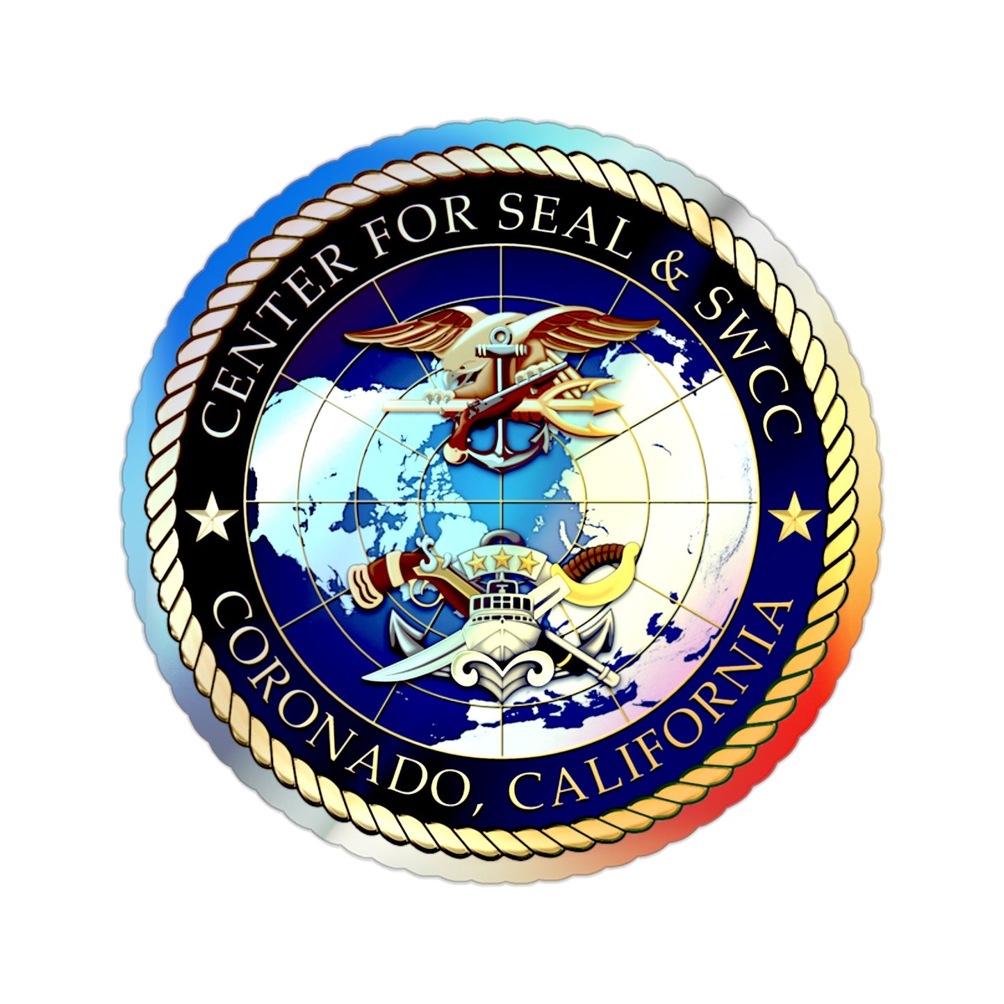 Center for SEAL and SWCC (U.S. Navy) Holographic STICKER Die-Cut Vinyl Decal-2 Inch-The Sticker Space