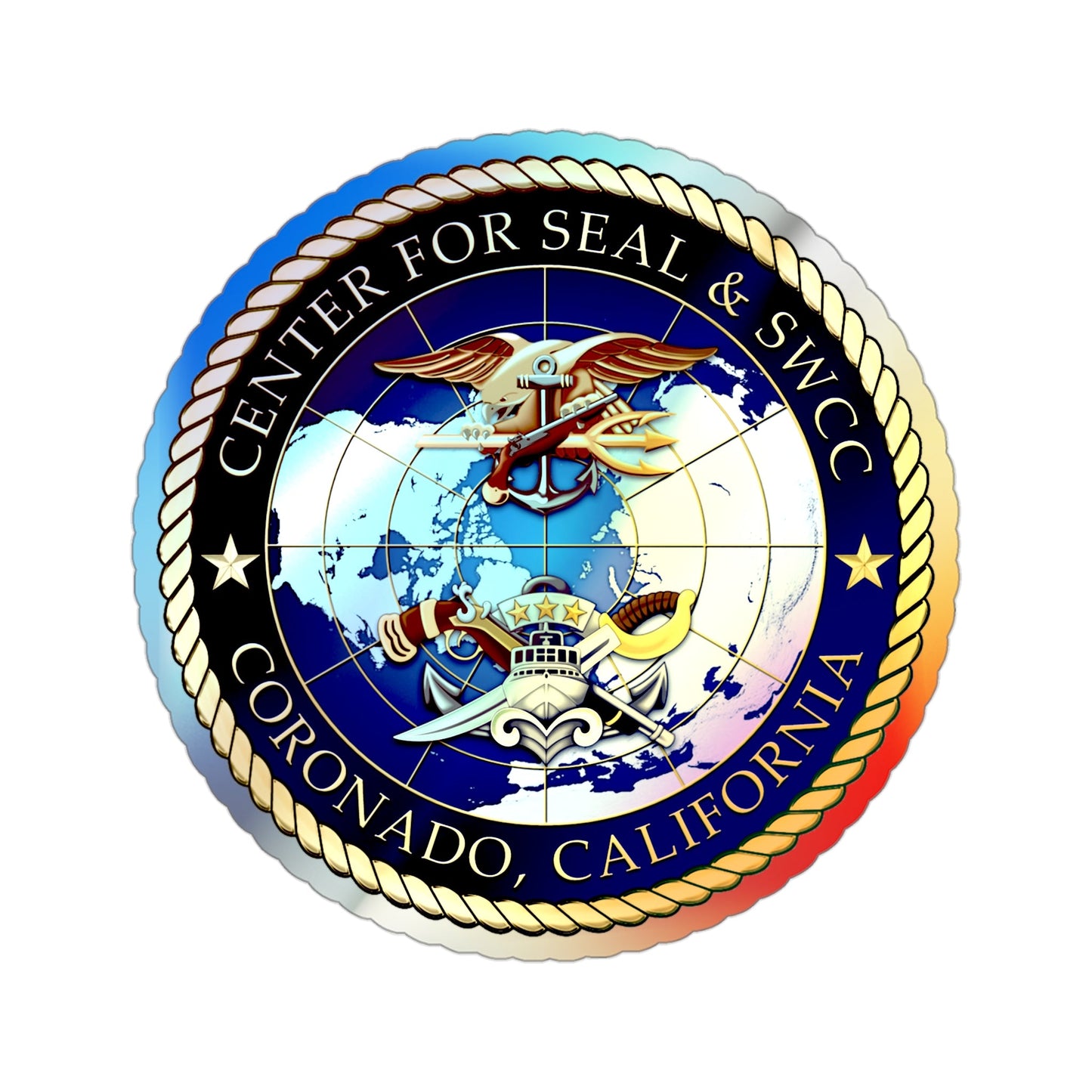 Center for SEAL and SWCC (U.S. Navy) Holographic STICKER Die-Cut Vinyl Decal-3 Inch-The Sticker Space