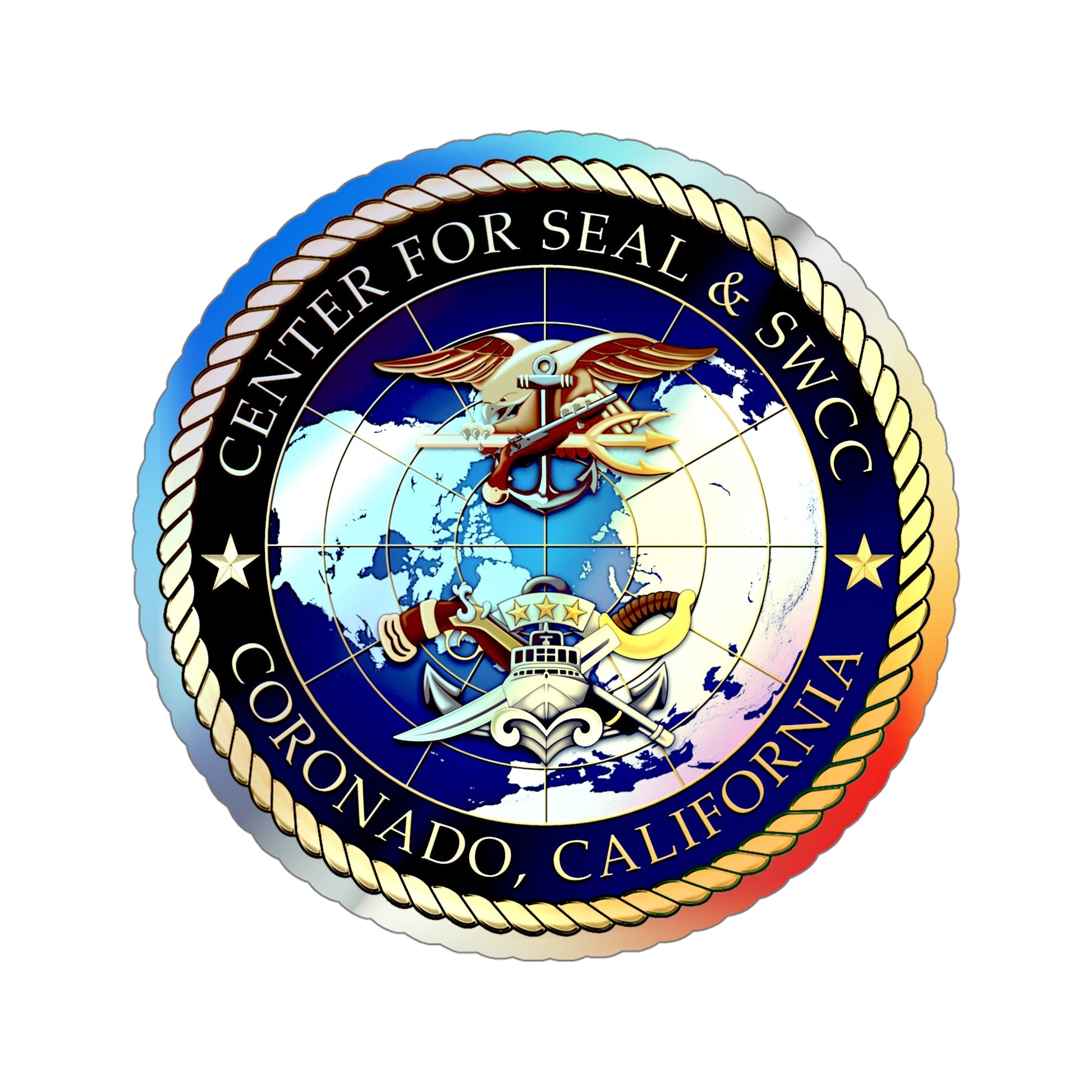 Center for SEAL and SWCC (U.S. Navy) Holographic STICKER Die-Cut Vinyl Decal-5 Inch-The Sticker Space