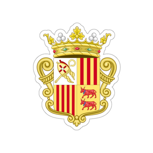 Coat of arms of Andorra - Flag Version (1931-1949) STICKER Vinyl Die-Cut Decal-White-The Sticker Space