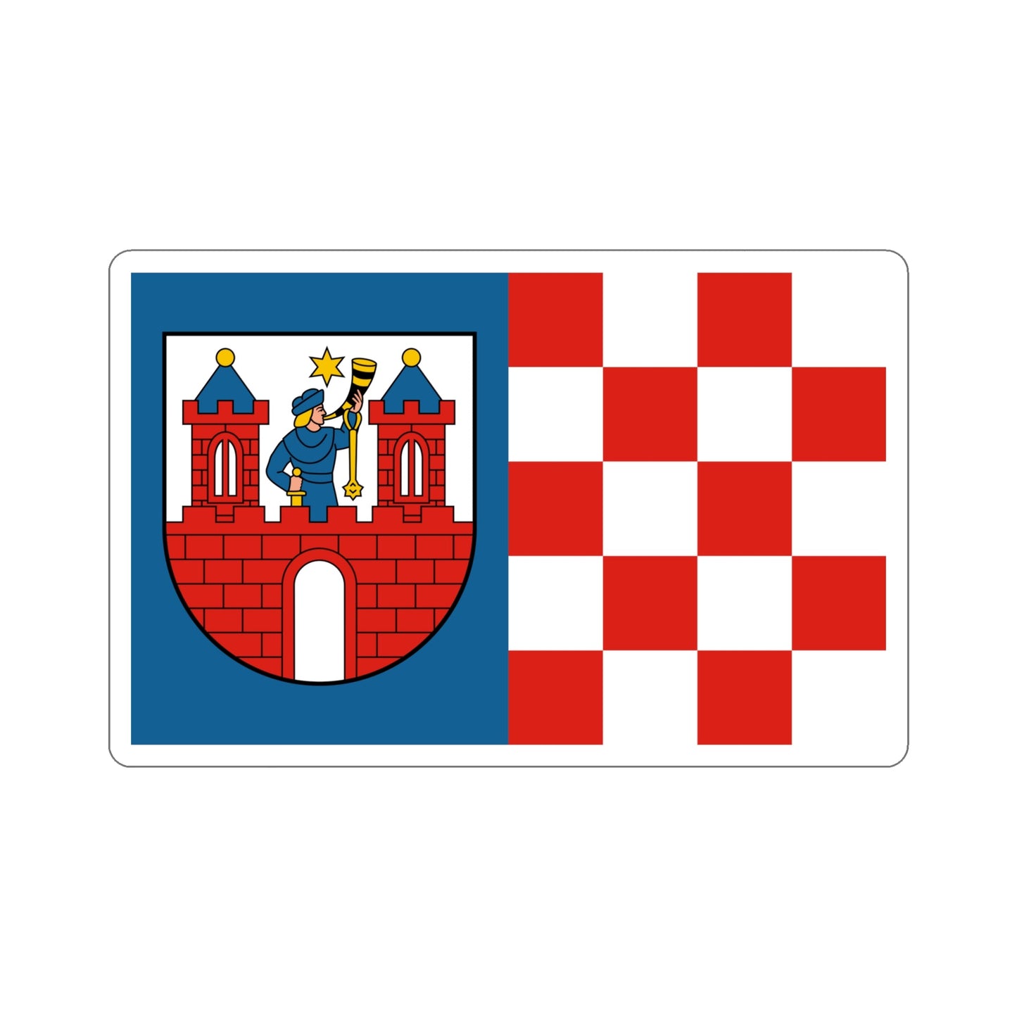 Flag of Kalisz Poland STICKER Vinyl Die-Cut Decal-6 Inch-The Sticker Space