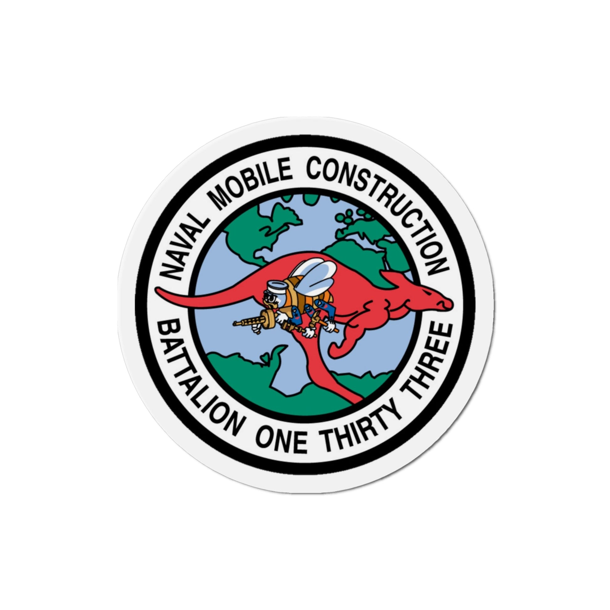 Mobile Construction Bn 133 NMCB 133 Seabee (U.S. Navy) Die-Cut Magnet-3" x 3"-The Sticker Space
