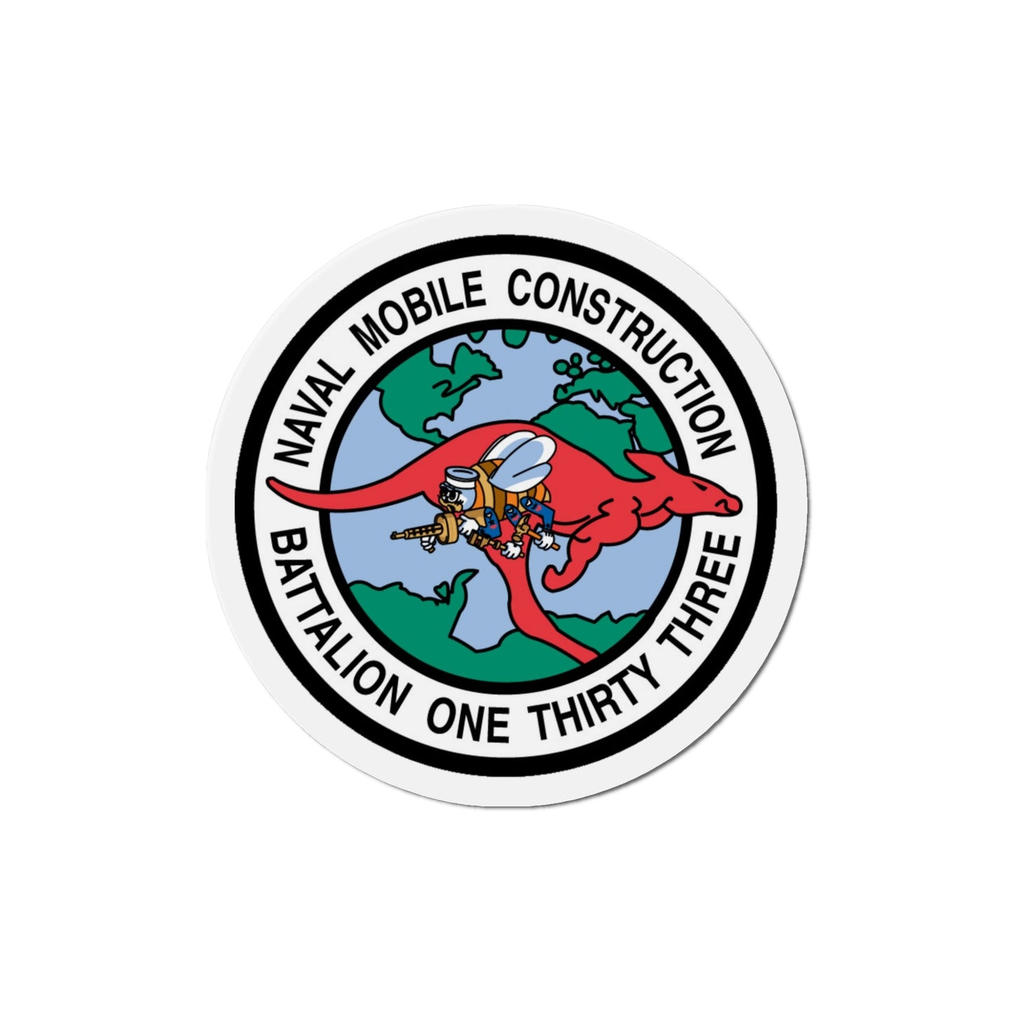 Mobile Construction Bn 133 NMCB 133 Seabee (U.S. Navy) Die-Cut Magnet-5" x 5"-The Sticker Space