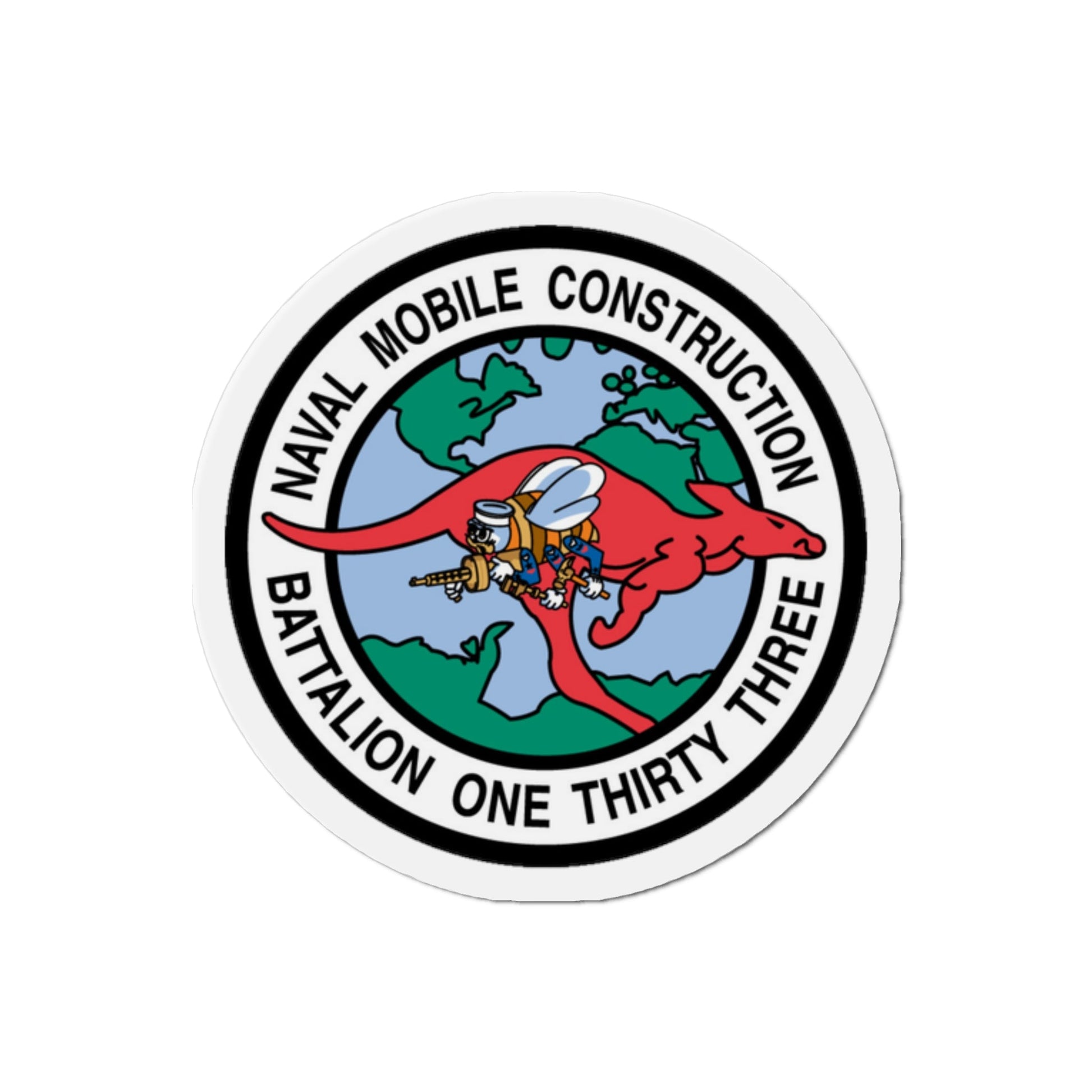 Mobile Construction Bn 133 NMCB 133 Seabee (U.S. Navy) Die-Cut Magnet-The Sticker Space