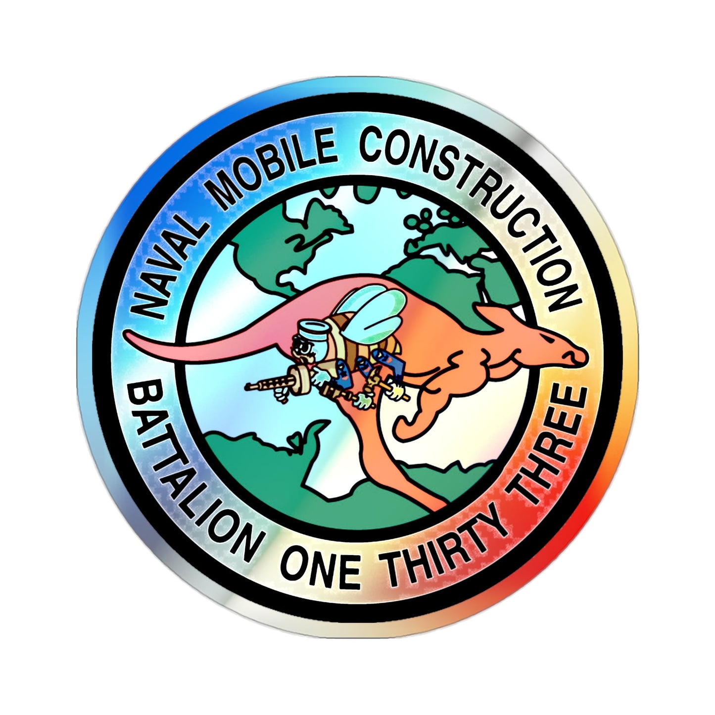 Mobile Construction Bn 133 NMCB 133 Seabee (U.S. Navy) Holographic STICKER Die-Cut Vinyl Decal-2 Inch-The Sticker Space