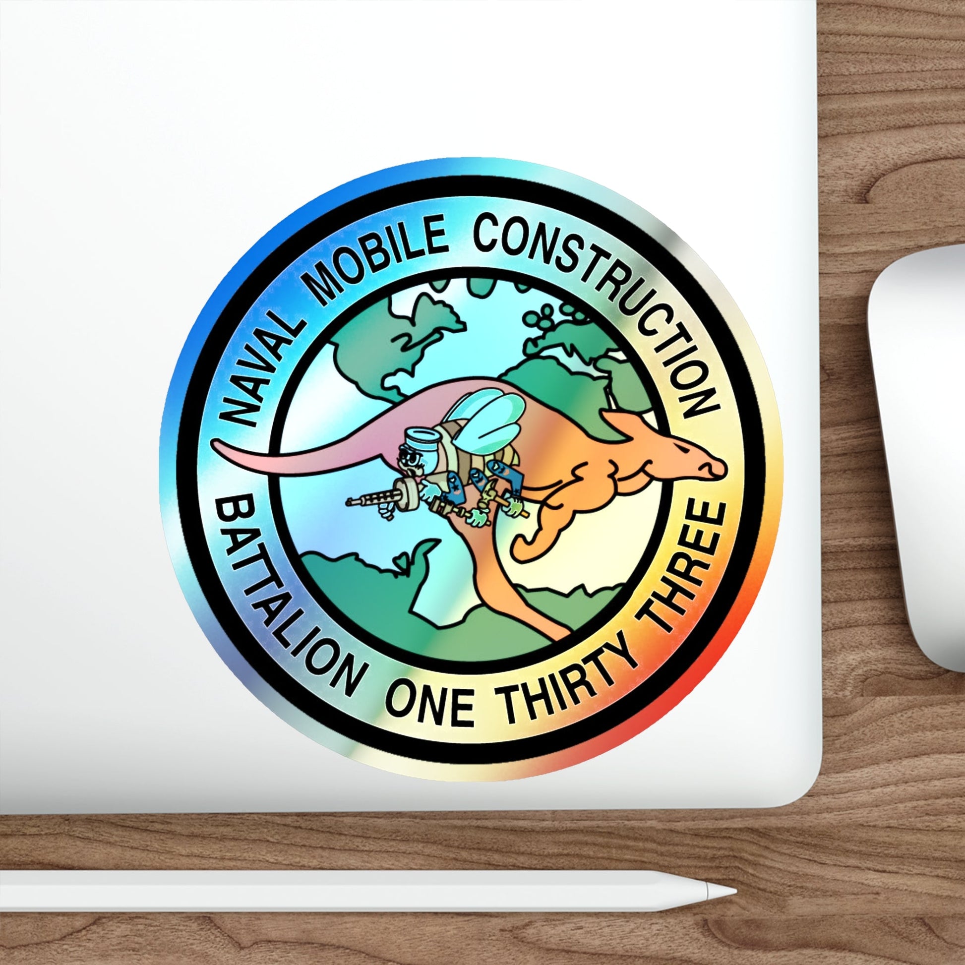 Mobile Construction Bn 133 NMCB 133 Seabee (U.S. Navy) Holographic STICKER Die-Cut Vinyl Decal-The Sticker Space