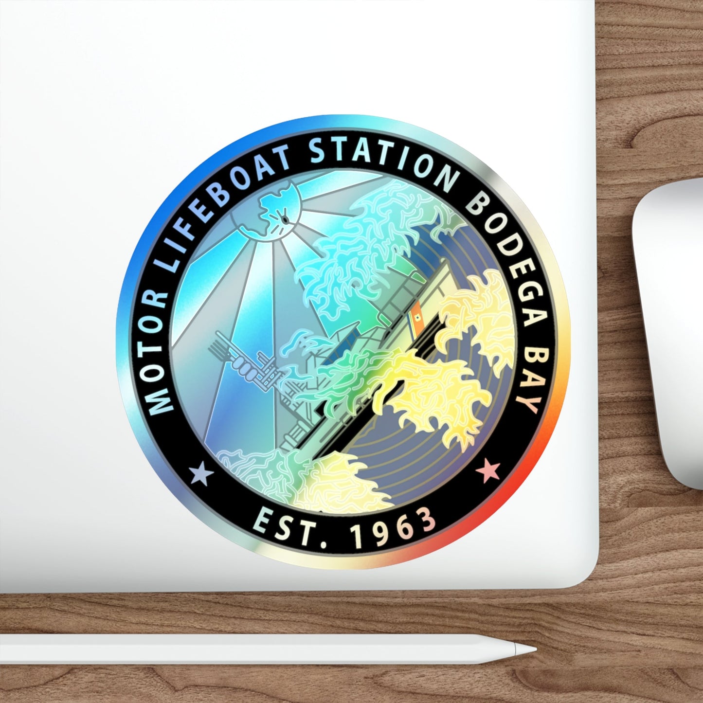 Motor Life Station Bodega Bay (U.S. Coast Guard) Holographic STICKER Die-Cut Vinyl Decal-The Sticker Space