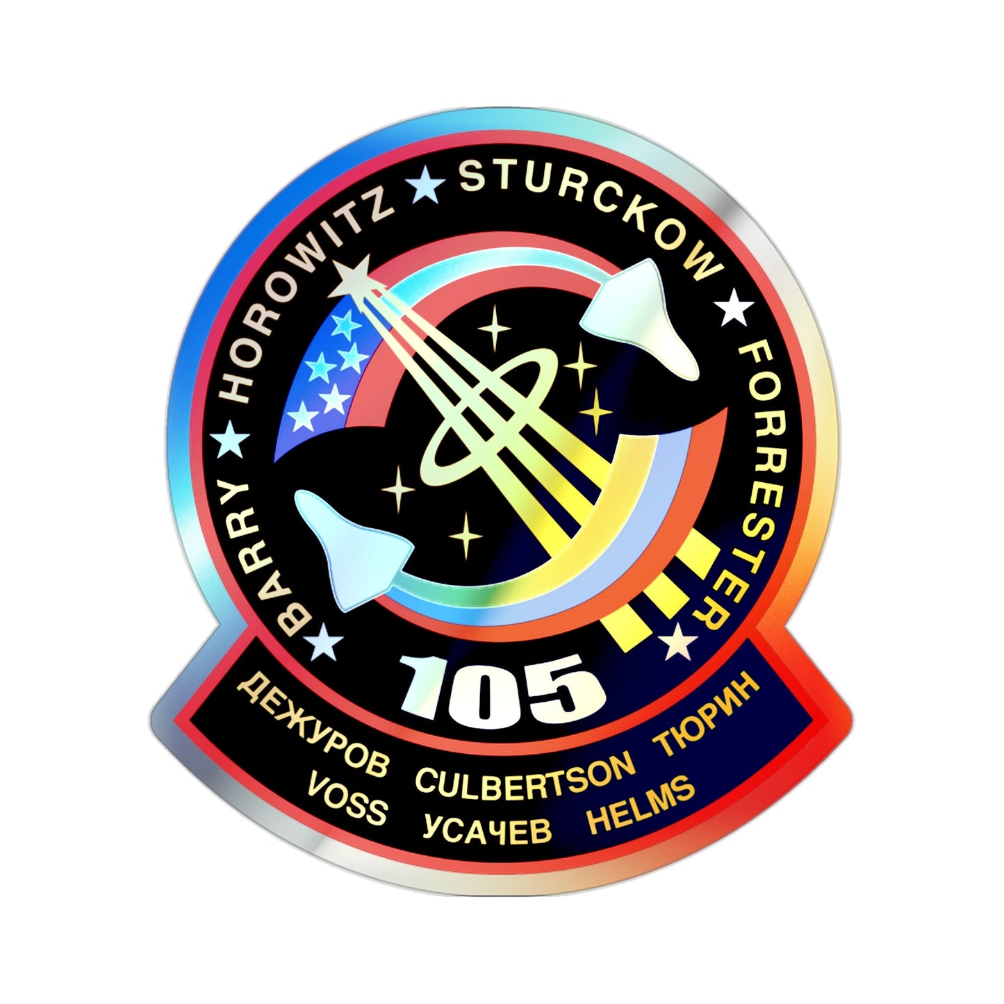 STS 105 (NASA) Holographic STICKER Die-Cut Vinyl Decal-2 Inch-The Sticker Space