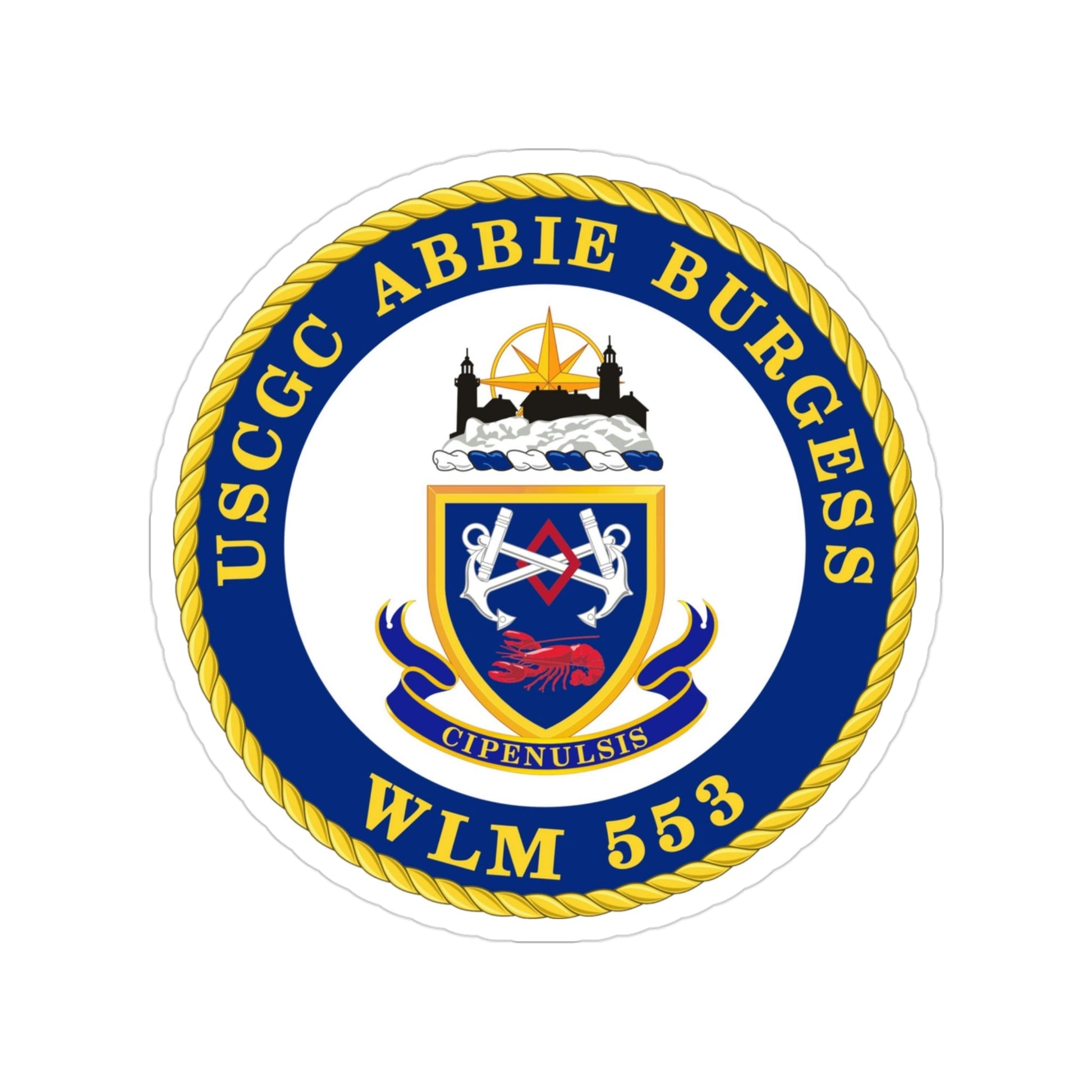 USCGC Abbie Burgess WLM 553 (U.S. Coast Guard) Transparent STICKER Die-Cut Vinyl Decal-3 Inch-The Sticker Space