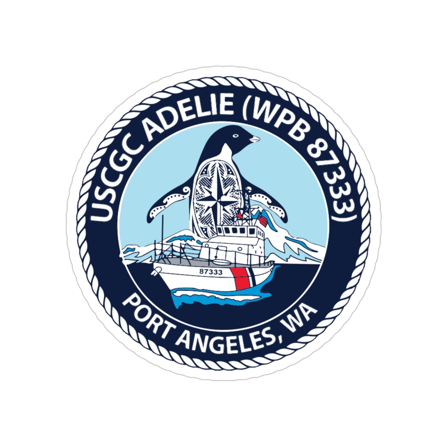 USCGC Adelie (U.S. Coast Guard) Transparent STICKER Die-Cut Vinyl Decal-4 Inch-The Sticker Space