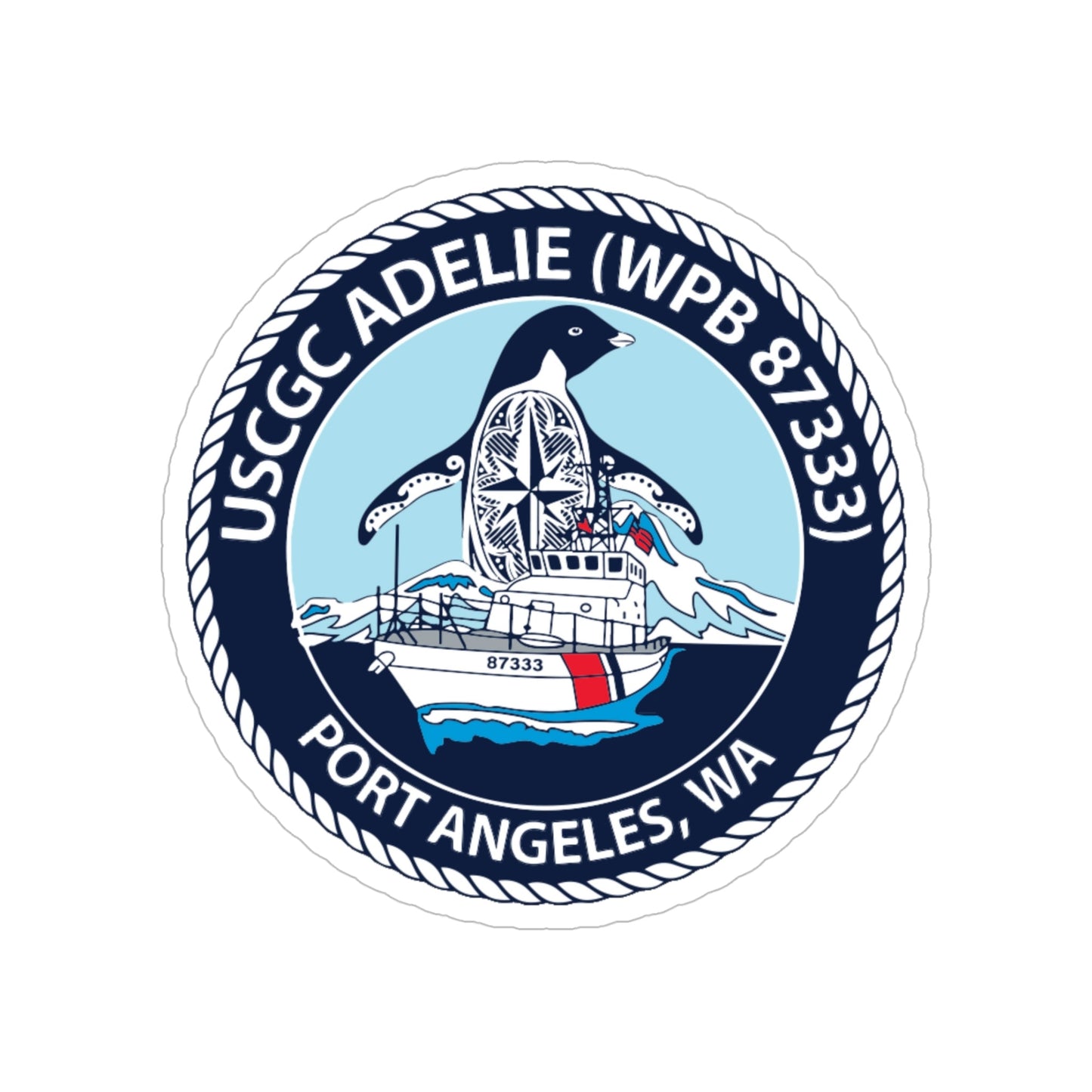 USCGC Adelie (U.S. Coast Guard) Transparent STICKER Die-Cut Vinyl Decal-5 Inch-The Sticker Space