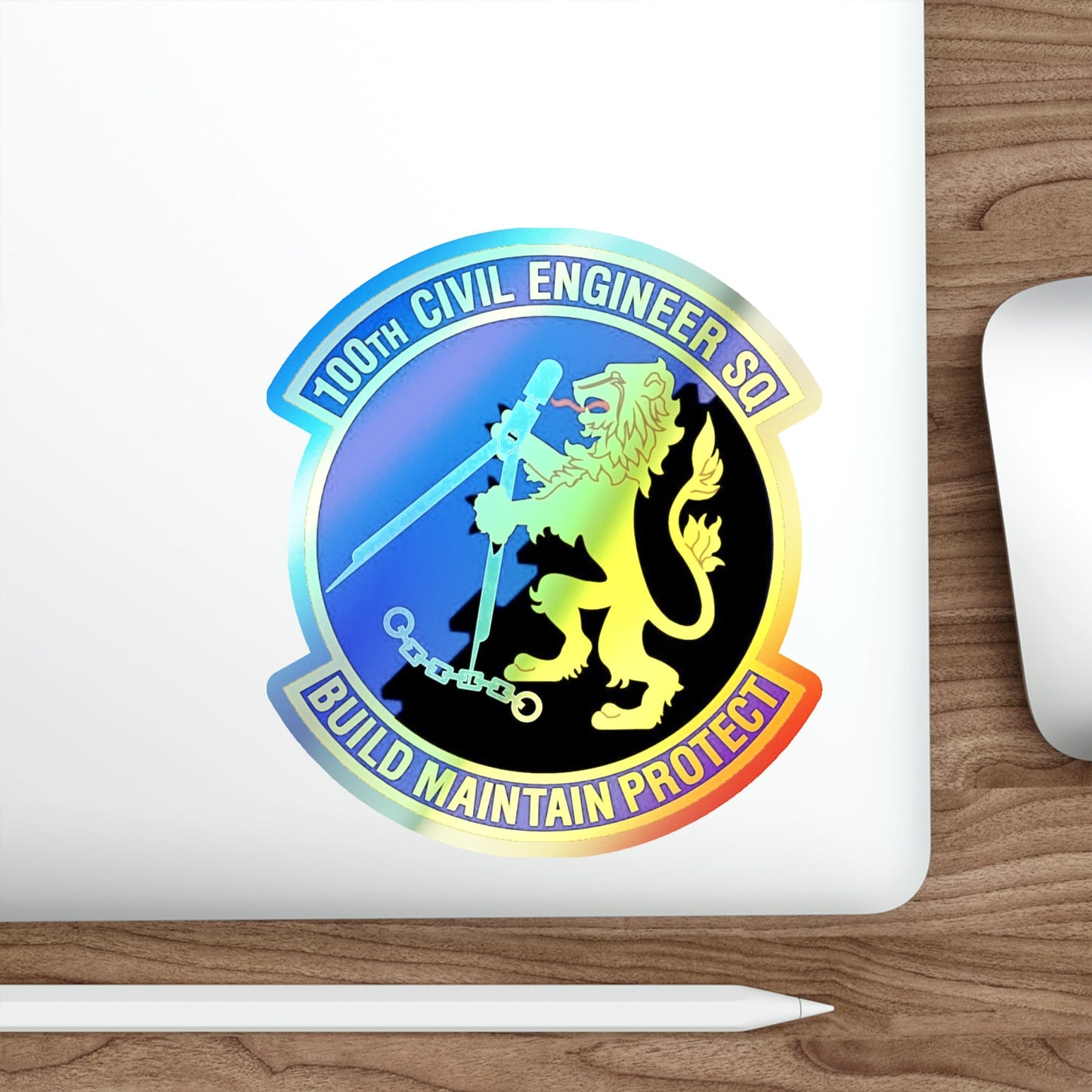 100 Civil Engineer Squadron USAFE (U.S. Air Force) Holographic STICKER Die-Cut Vinyl Decal-The Sticker Space