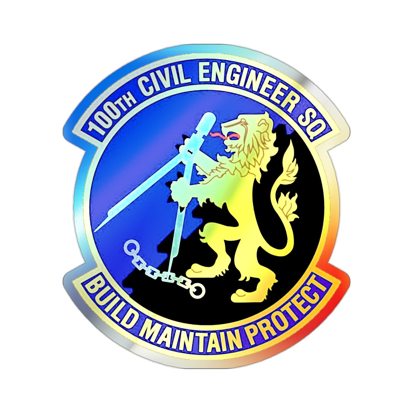 100 Civil Engineer Squadron USAFE (U.S. Air Force) Holographic STICKER Die-Cut Vinyl Decal-2 Inch-The Sticker Space