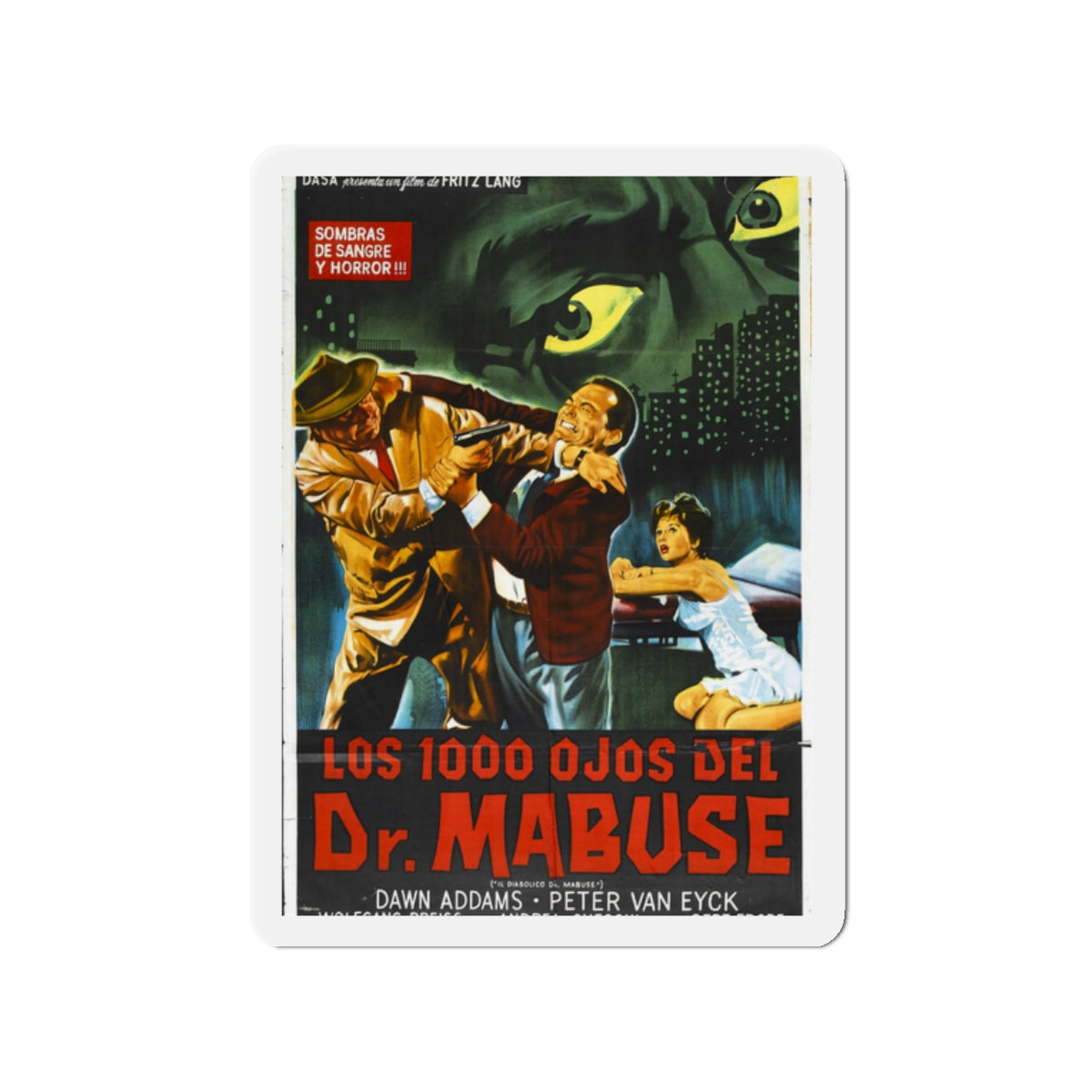 1000 EYES OF DR.MABUSE (2) 1960 Movie Poster - Die-Cut Magnet-2" x 2"-The Sticker Space