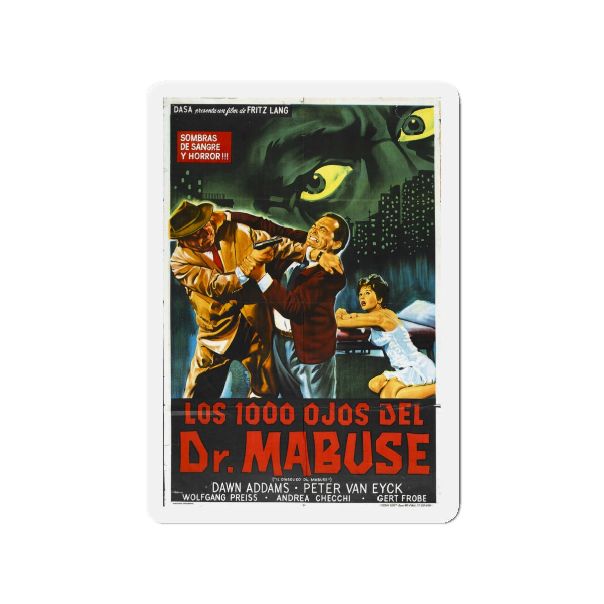 1000 EYES OF DR.MABUSE (2) 1960 Movie Poster - Die-Cut Magnet-3" x 3"-The Sticker Space