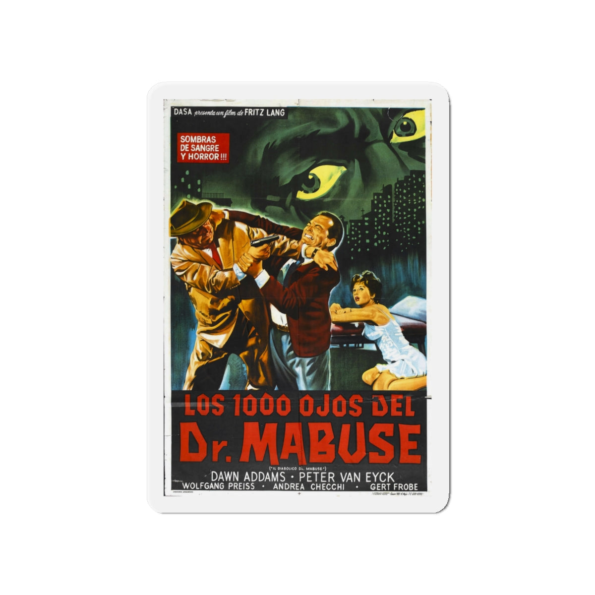 1000 EYES OF DR.MABUSE (2) 1960 Movie Poster - Die-Cut Magnet-4" x 4"-The Sticker Space