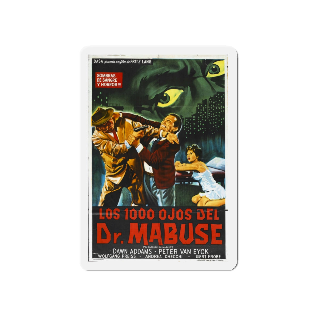 1000 EYES OF DR.MABUSE (2) 1960 Movie Poster - Die-Cut Magnet-5" x 5"-The Sticker Space