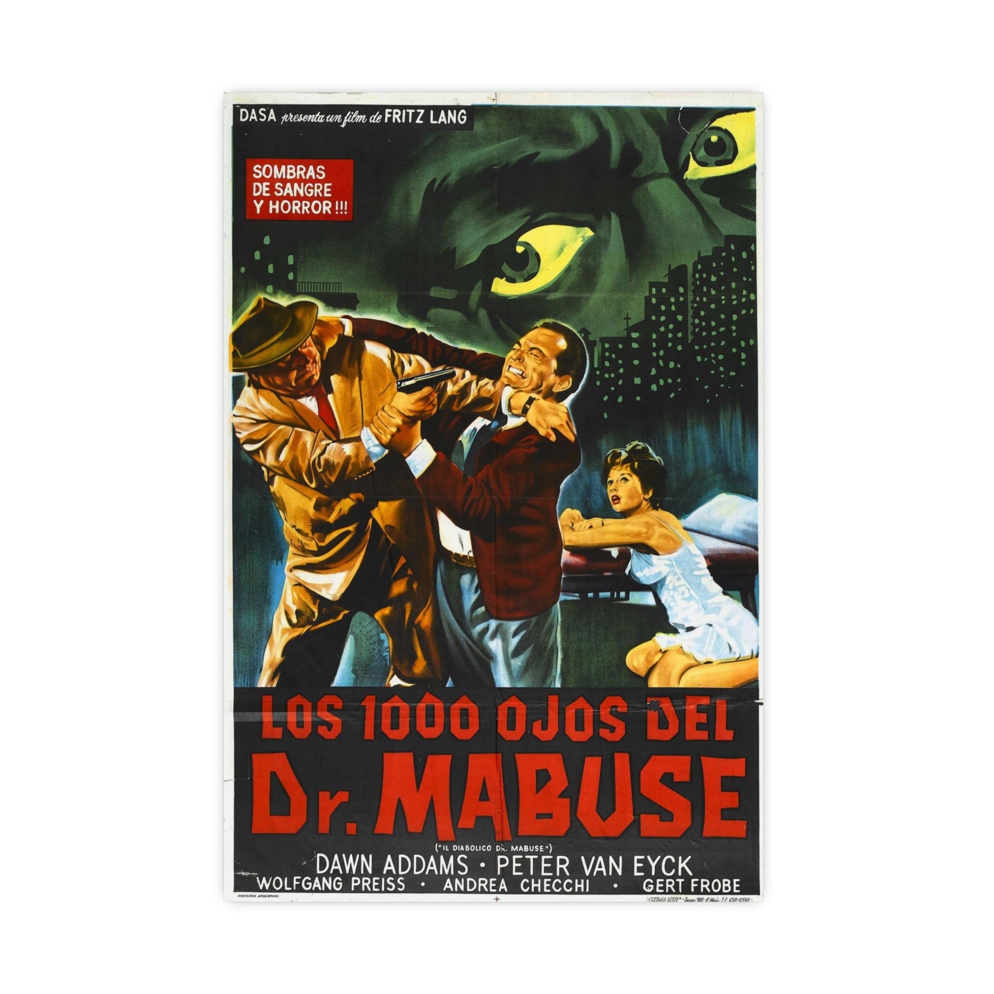 1000 EYES OF DR.MABUSE (2) 1960 - Paper Movie Poster-16″ x 24″ (Vertical)-The Sticker Space