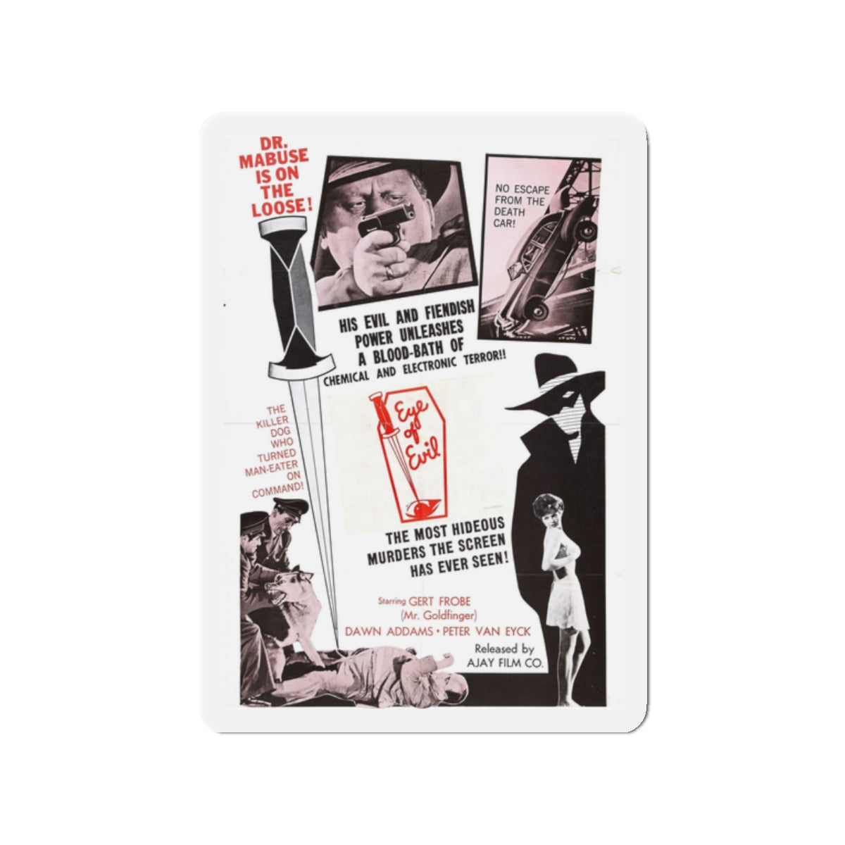 1000 EYES OF DR.MABUSE (4) 1960 Movie Poster - Die-Cut Magnet-2" x 2"-The Sticker Space