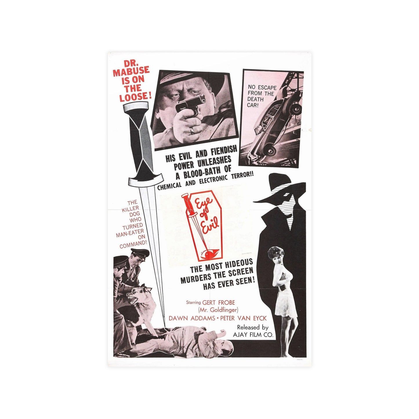 1000 EYES OF DR.MABUSE (4) 1960 - Paper Movie Poster-11″ x 17″ (Vertical)-The Sticker Space