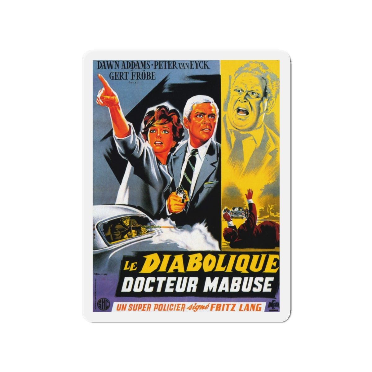 1000 EYES OF DR.MABUSE (5) 1960 Movie Poster - Die-Cut Magnet-3" x 3"-The Sticker Space
