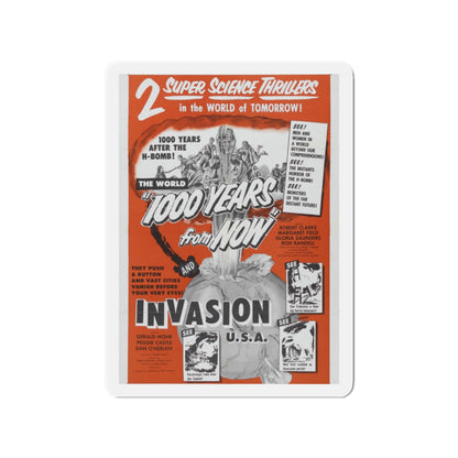 1000 YEARS FROM NOW + INVASION USA 1952 Movie Poster - Die-Cut Magnet-2" x 2"-The Sticker Space