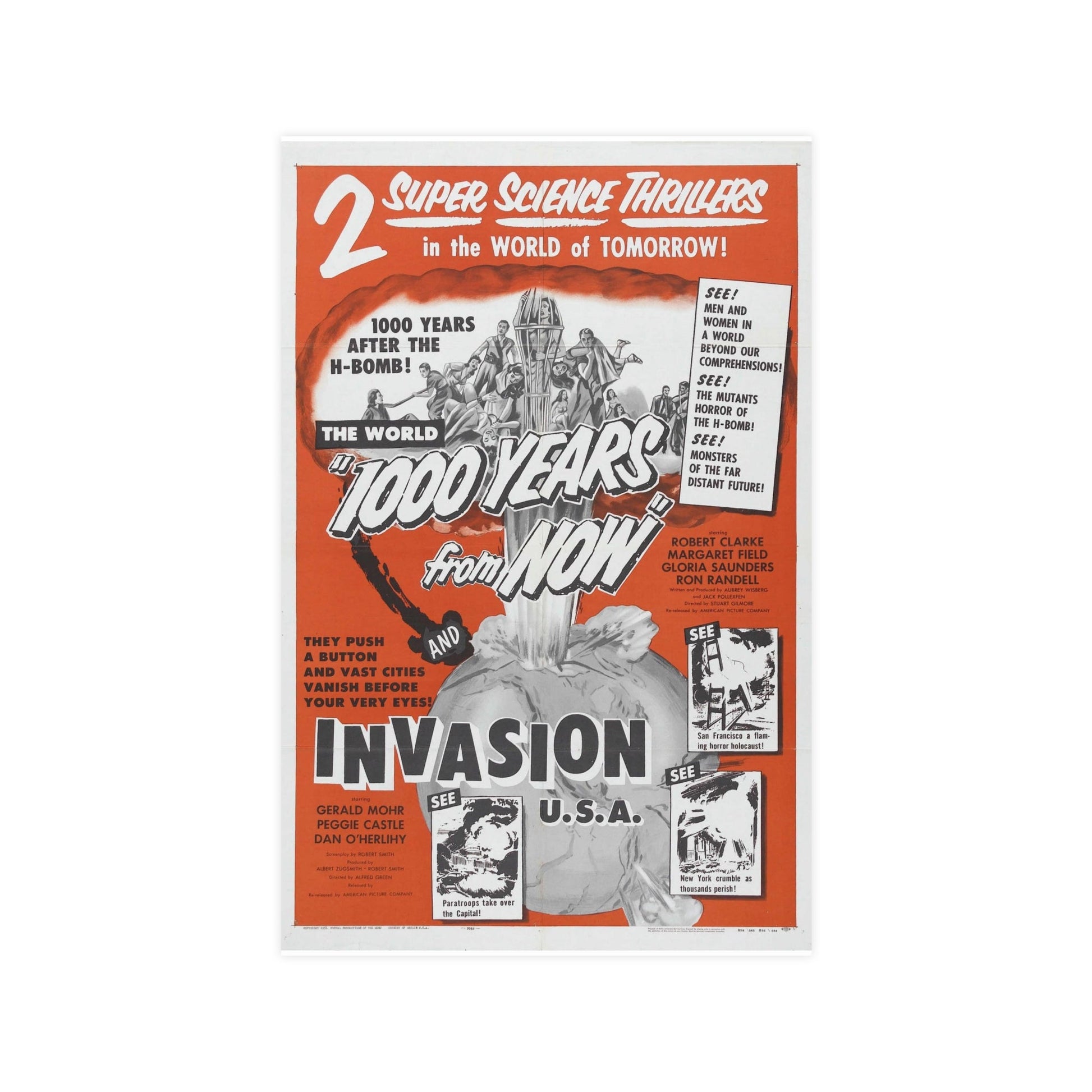 1000 YEARS FROM NOW + INVASION USA 1952 - Paper Movie Poster-11″ x 17″ (Vertical)-The Sticker Space