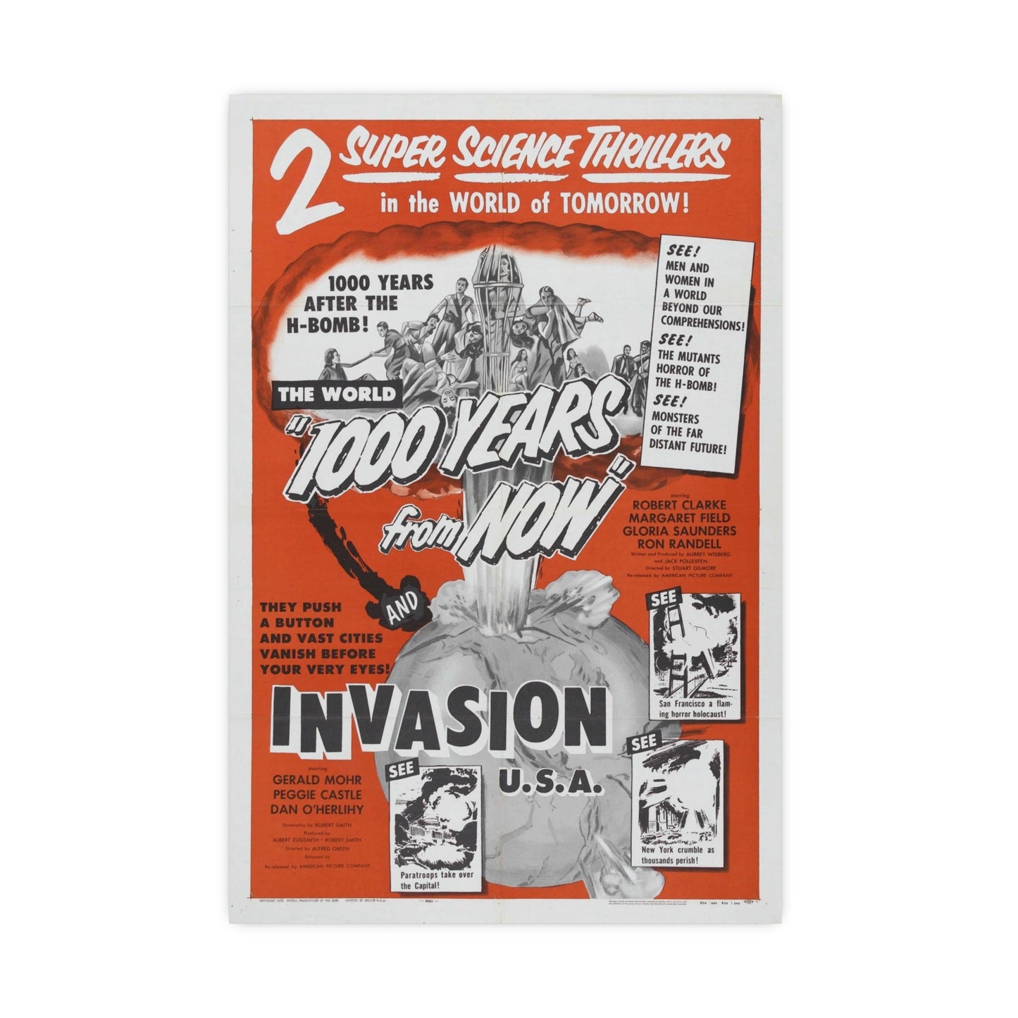 1000 YEARS FROM NOW + INVASION USA 1952 - Paper Movie Poster-16″ x 24″ (Vertical)-The Sticker Space
