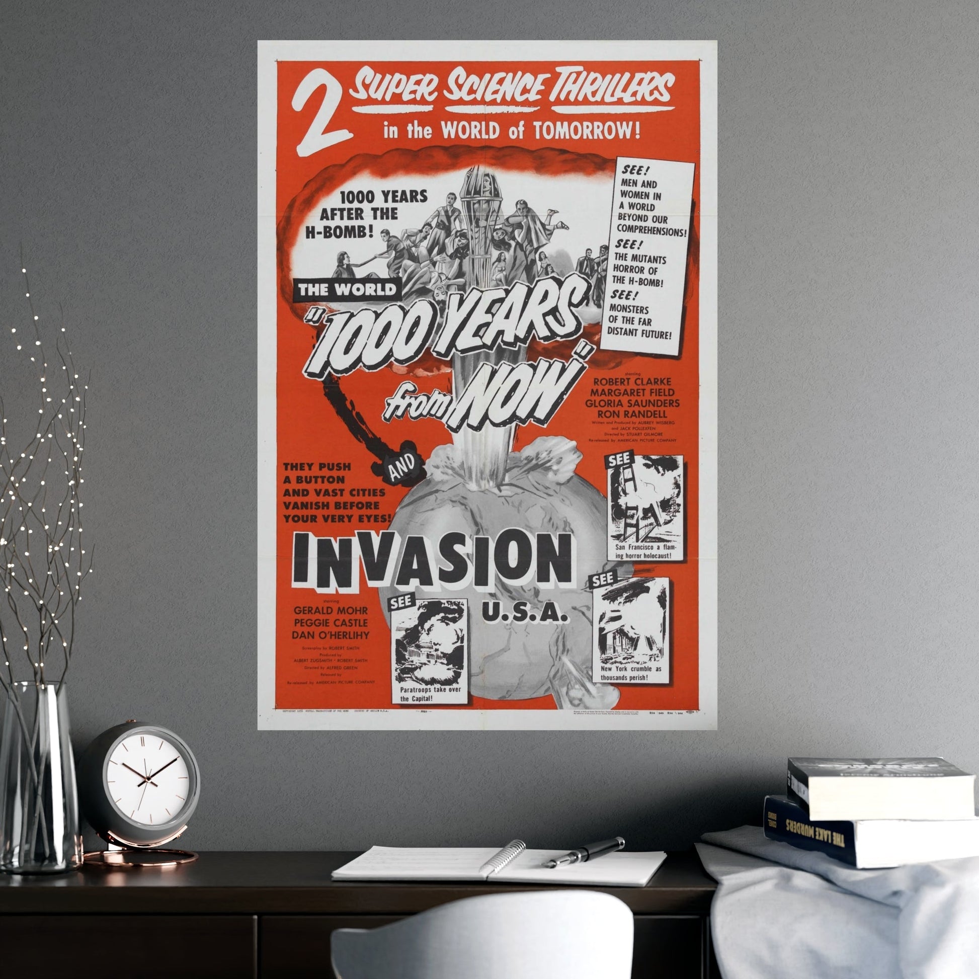1000 YEARS FROM NOW + INVASION USA 1952 - Paper Movie Poster-The Sticker Space