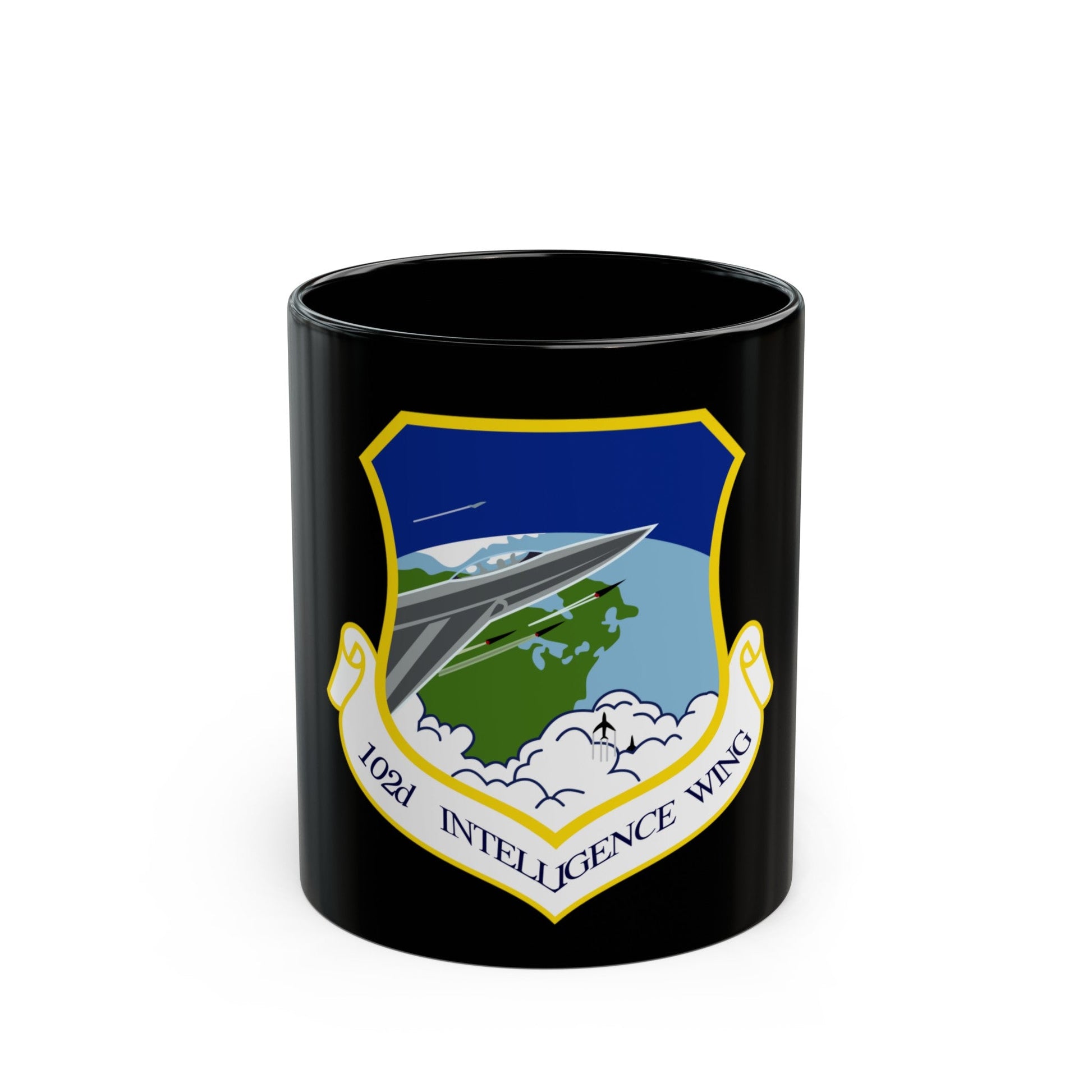 1014px 102nd Intelligence Wing emblem (U.S. Air Force) Black Coffee Mug-11oz-The Sticker Space