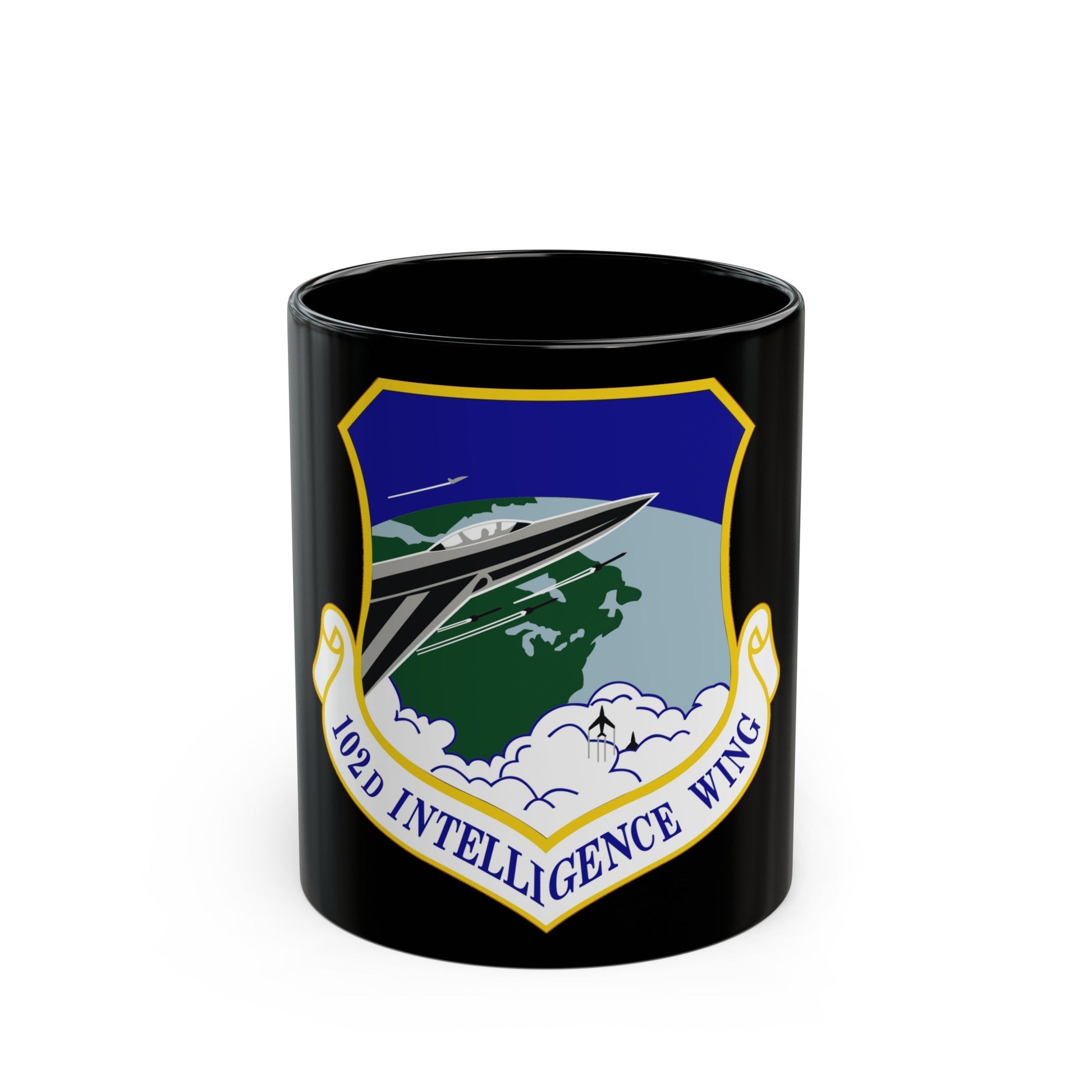 102d Intelligence Wing (U.S. Air Force) Black Coffee Mug-11oz-The Sticker Space