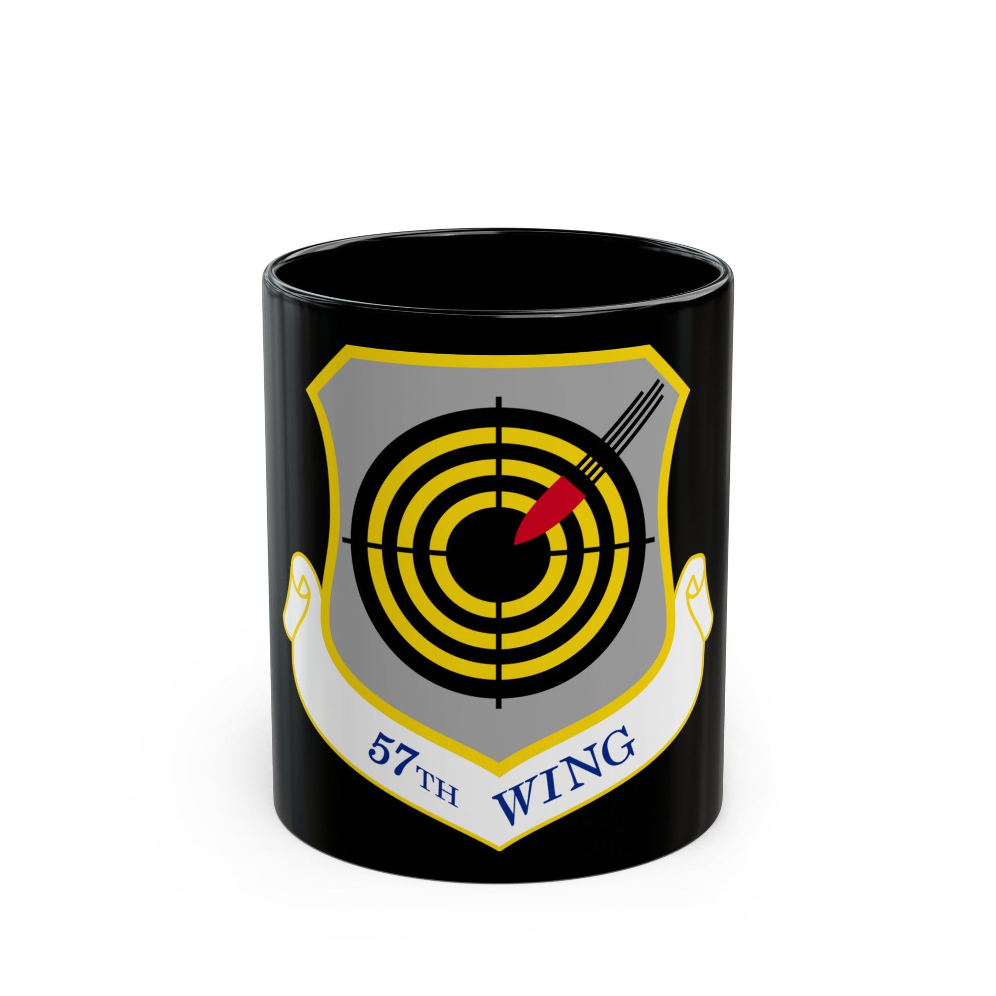1058px USAF 57th Wing shield (U.S. Air Force) Black Coffee Mug-11oz-The Sticker Space