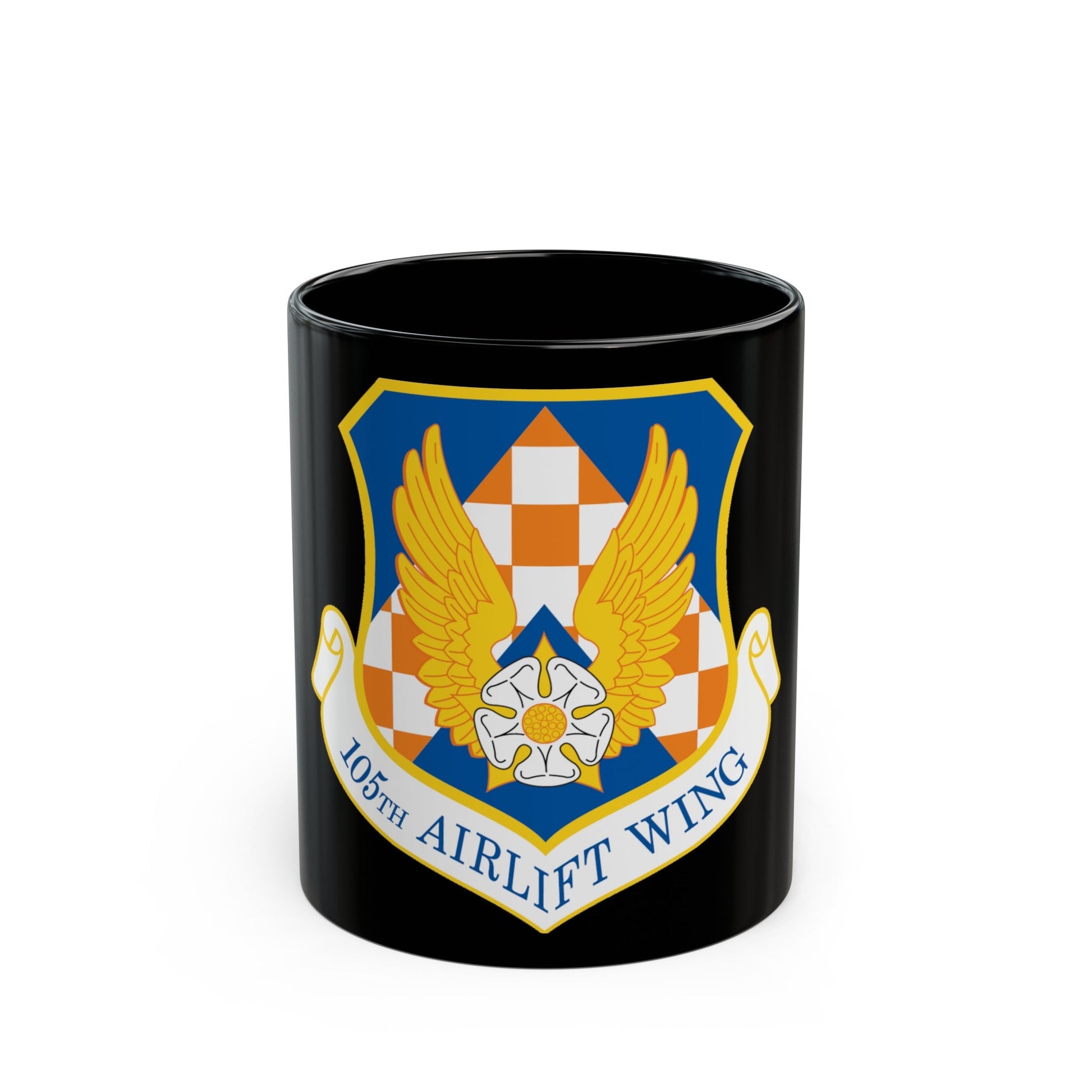 105th Airlift Wing (U.S. Air Force) Black Coffee Mug-11oz-The Sticker Space
