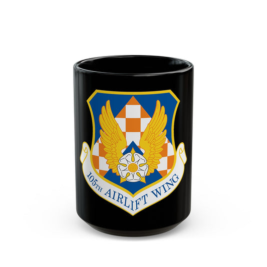 105th Airlift Wing (U.S. Air Force) Black Coffee Mug-15oz-The Sticker Space
