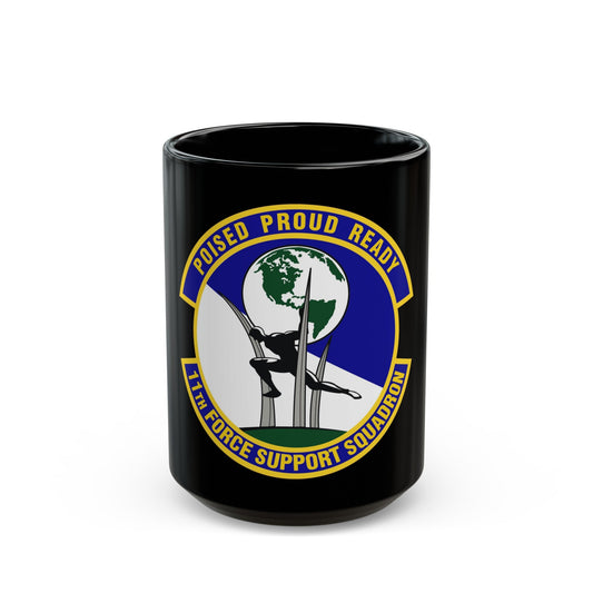 11 Force Support Squadron USAF (U.S. Air Force) Black Coffee Mug-15oz-The Sticker Space