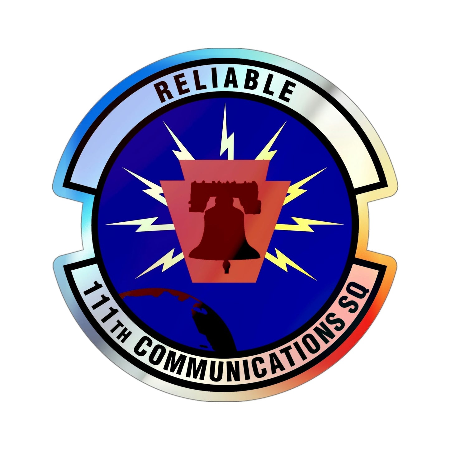 111th Communications Squadron (U.S. Air Force) Holographic STICKER Die-Cut Vinyl Decal-4 Inch-The Sticker Space