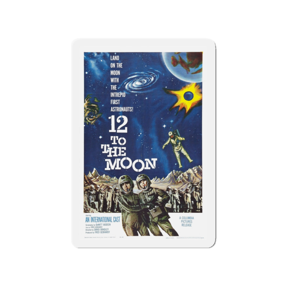 12 TO THE MOON 1960 Movie Poster - Die-Cut Magnet-3" x 3"-The Sticker Space