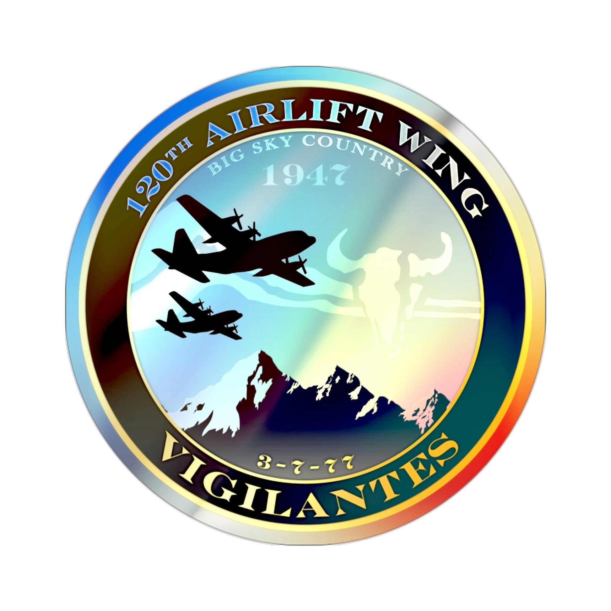 120th Airlift Wing (U.S. Air Force) Holographic STICKER Die-Cut Vinyl Decal-2 Inch-The Sticker Space