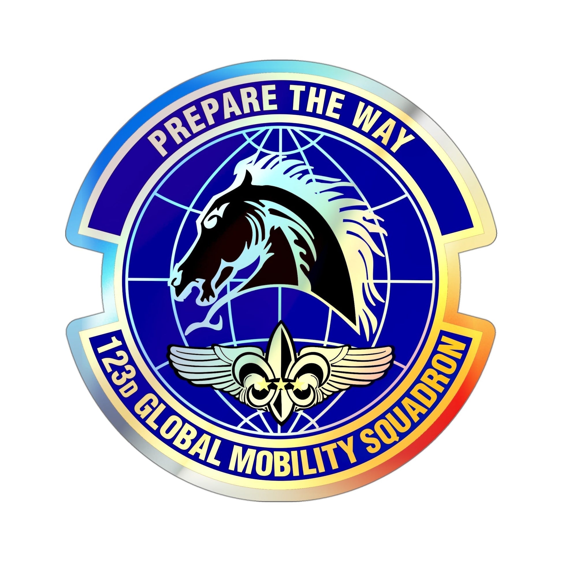 123d Global Mobility Squadron (U.S. Air Force) Holographic STICKER Die-Cut Vinyl Decal-4 Inch-The Sticker Space