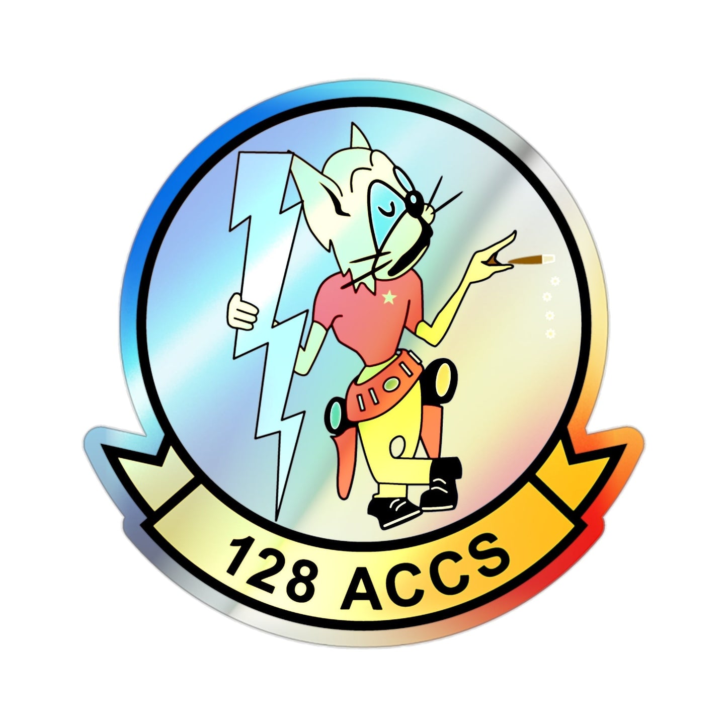 128 ACCS (U.S. Air Force) Holographic STICKER Die-Cut Vinyl Decal-2 Inch-The Sticker Space