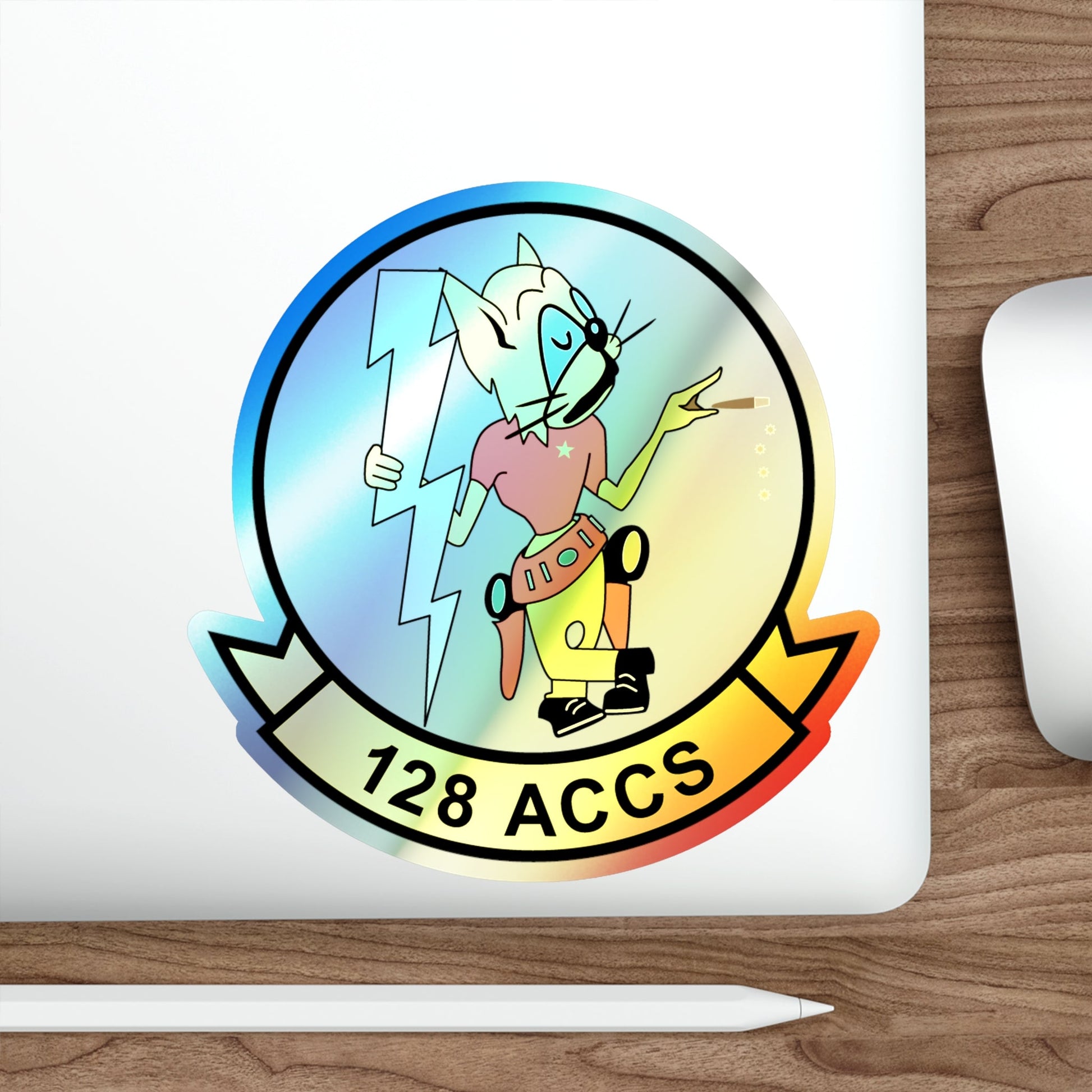 128 ACCS (U.S. Air Force) Holographic STICKER Die-Cut Vinyl Decal-The Sticker Space