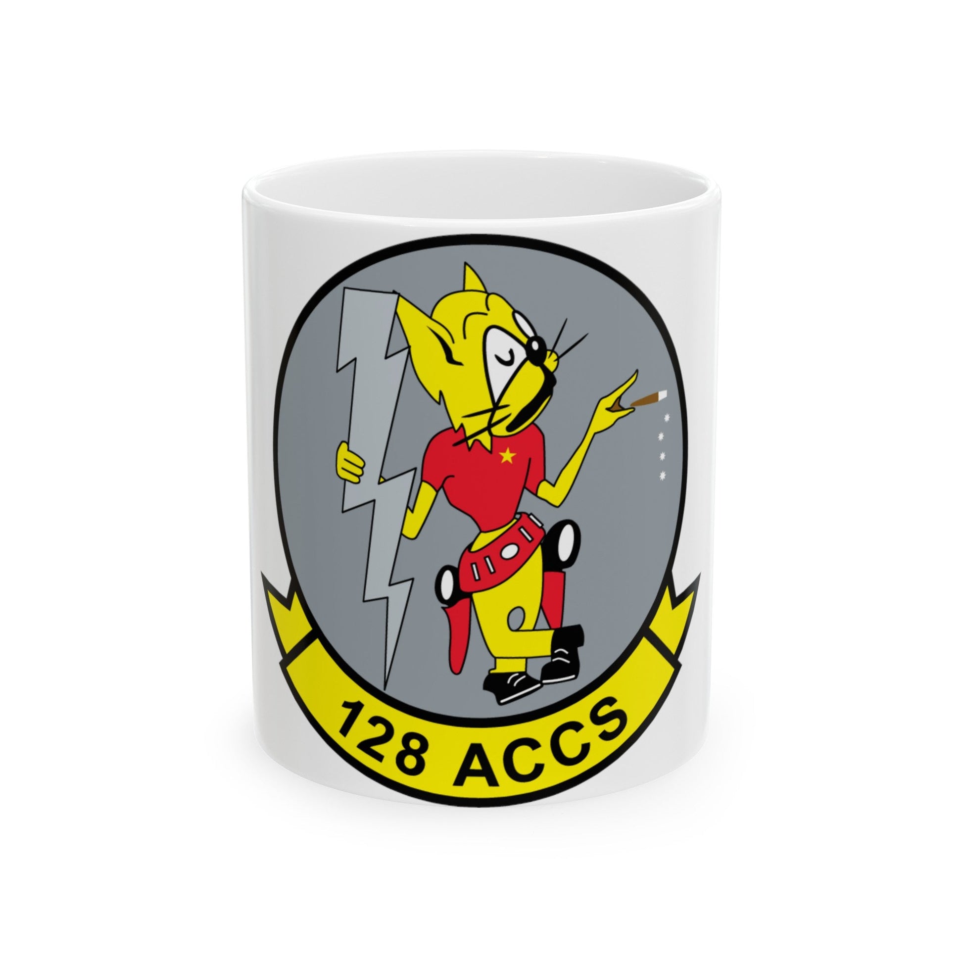 128 ACCS (U.S. Air Force) White Coffee Mug-11oz-The Sticker Space