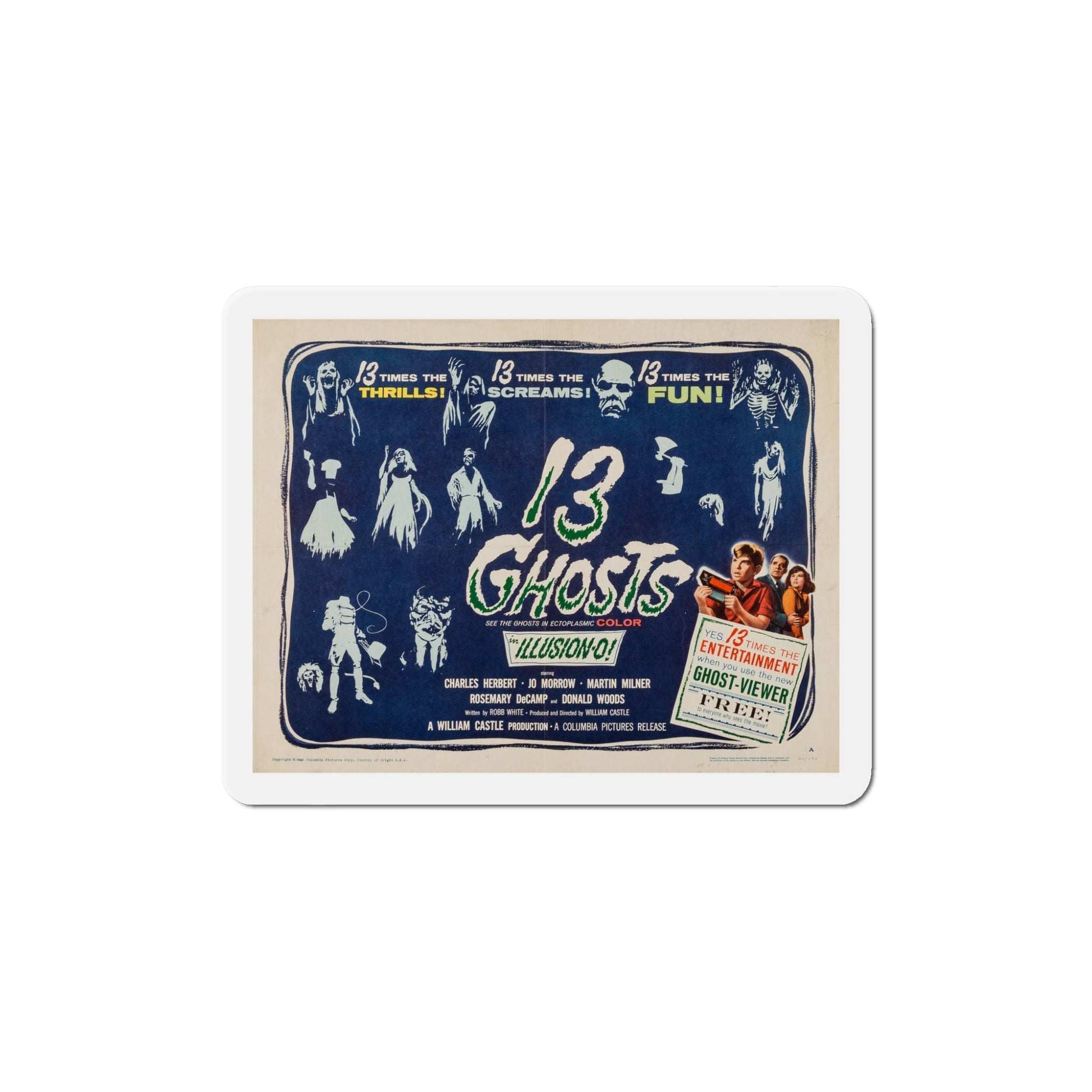 13 Ghosts 1960 Movie Poster Die-Cut Magnet-5 Inch-The Sticker Space
