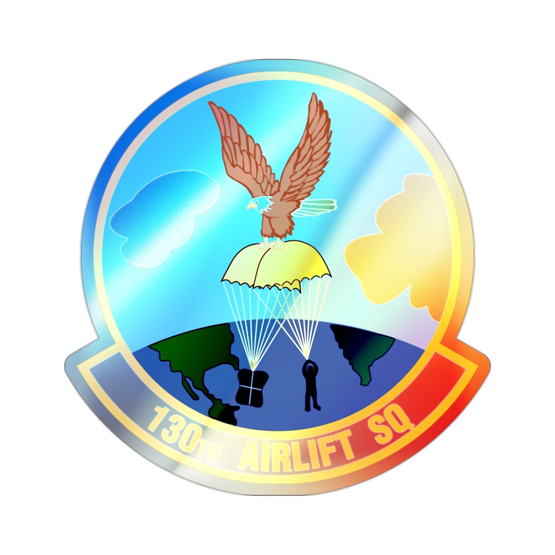 130 Airlift Squadron (U.S. Air Force) Holographic STICKER Die-Cut Vinyl Decal-2 Inch-The Sticker Space