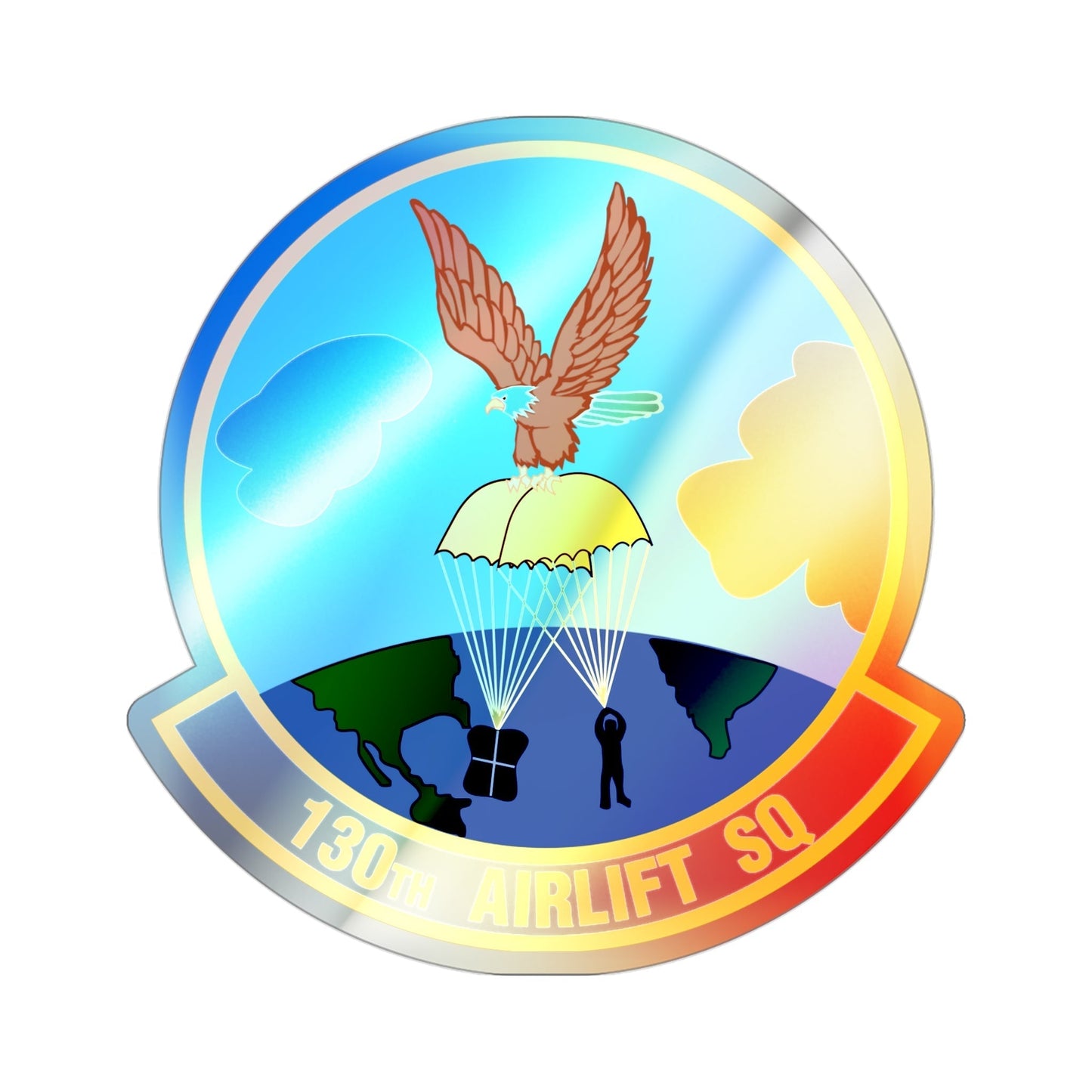 130 Airlift Squadron (U.S. Air Force) Holographic STICKER Die-Cut Vinyl Decal-3 Inch-The Sticker Space