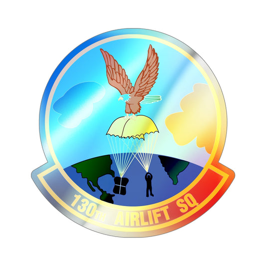 130 Airlift Squadron (U.S. Air Force) Holographic STICKER Die-Cut Vinyl Decal-6 Inch-The Sticker Space